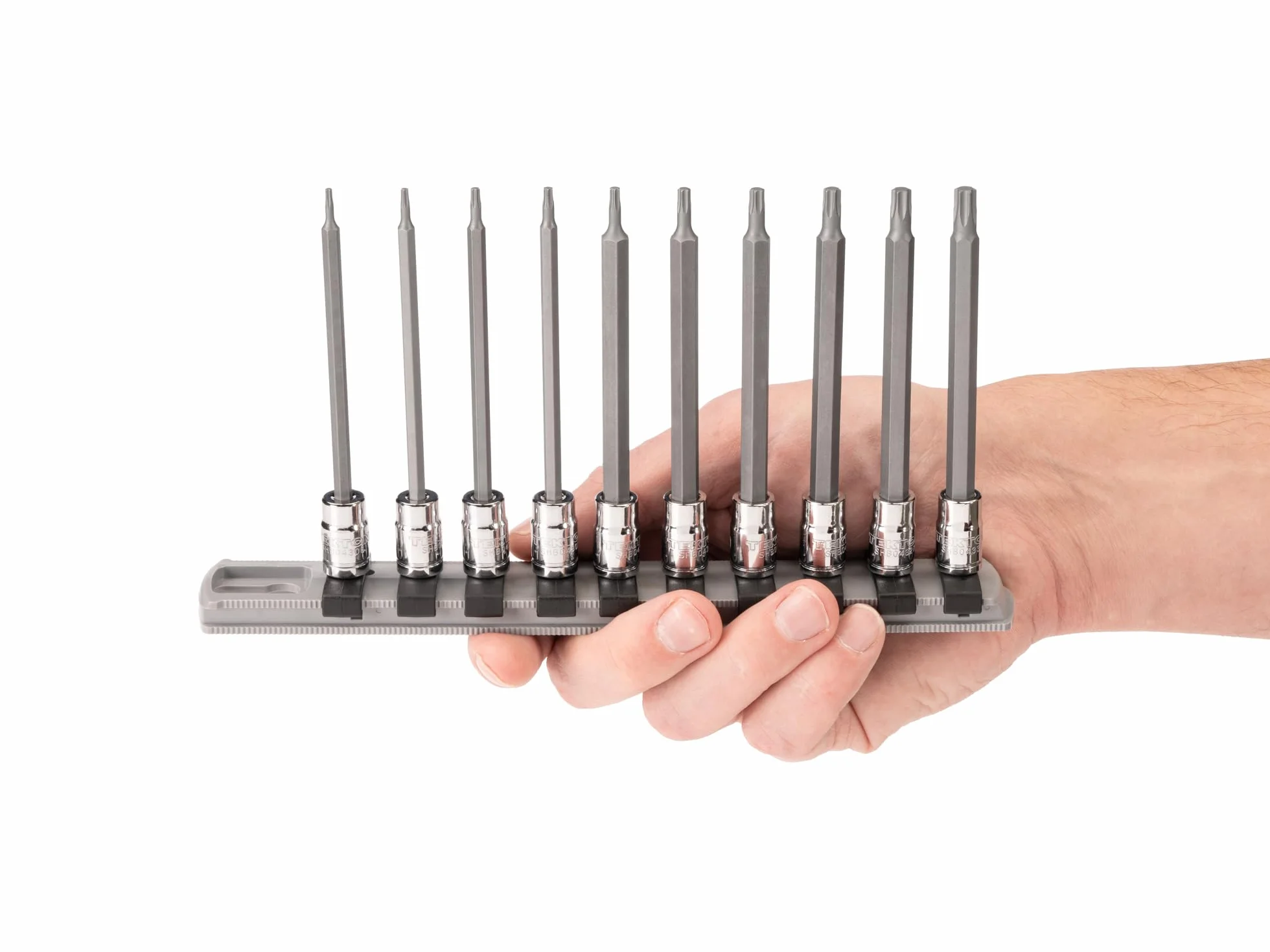 TEKTON Zestaw nasadek bitowych Torx z szyną, 10-częściowy (T6-T30) | SHB90109