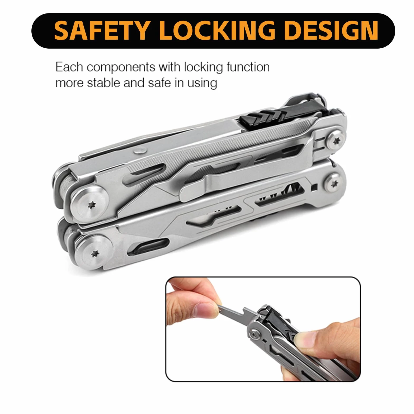 Multitool 28 w 1: kombinerki i 11 końcówek Materiał ze stali nierdzewnej