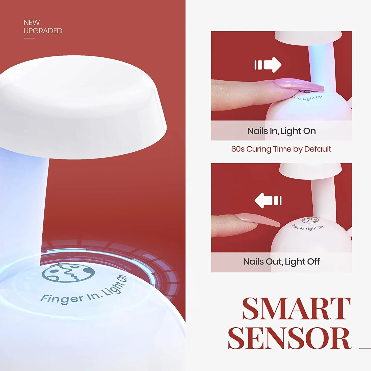 Beetles Mini Lampa UV LED do Paznokci Żelowych - Inteligentny Czujnik, Szybkie Utwardzanie, Łatwy System Manicure