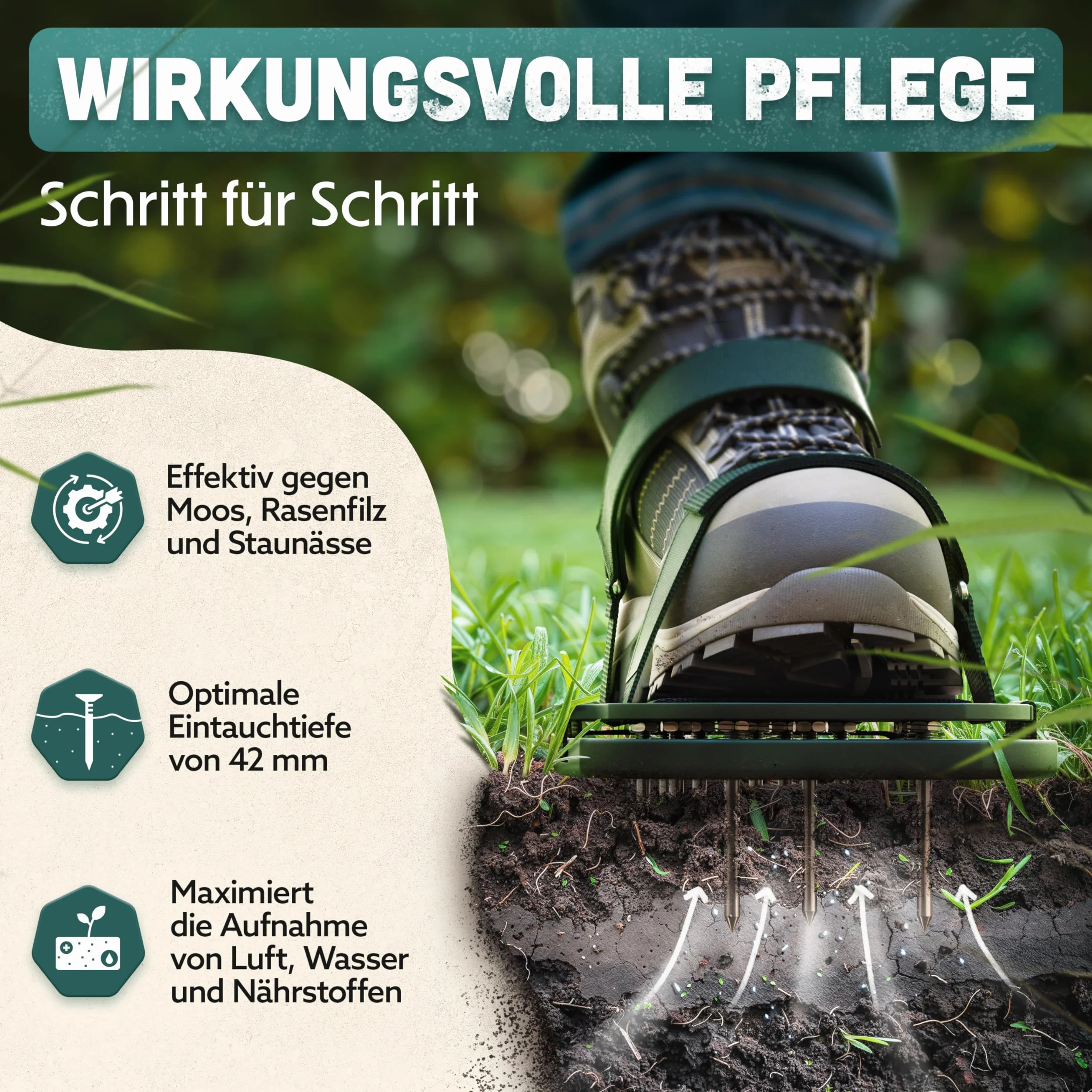 Nagelschuhe Pro | Aeratorzy do trawnika + buty do podłóg | Aerator i wertykulator do trawnika do wentylacji | Wysokiej jakości buty do trawnika do wentylacji i rozluźniania - wstępnie
