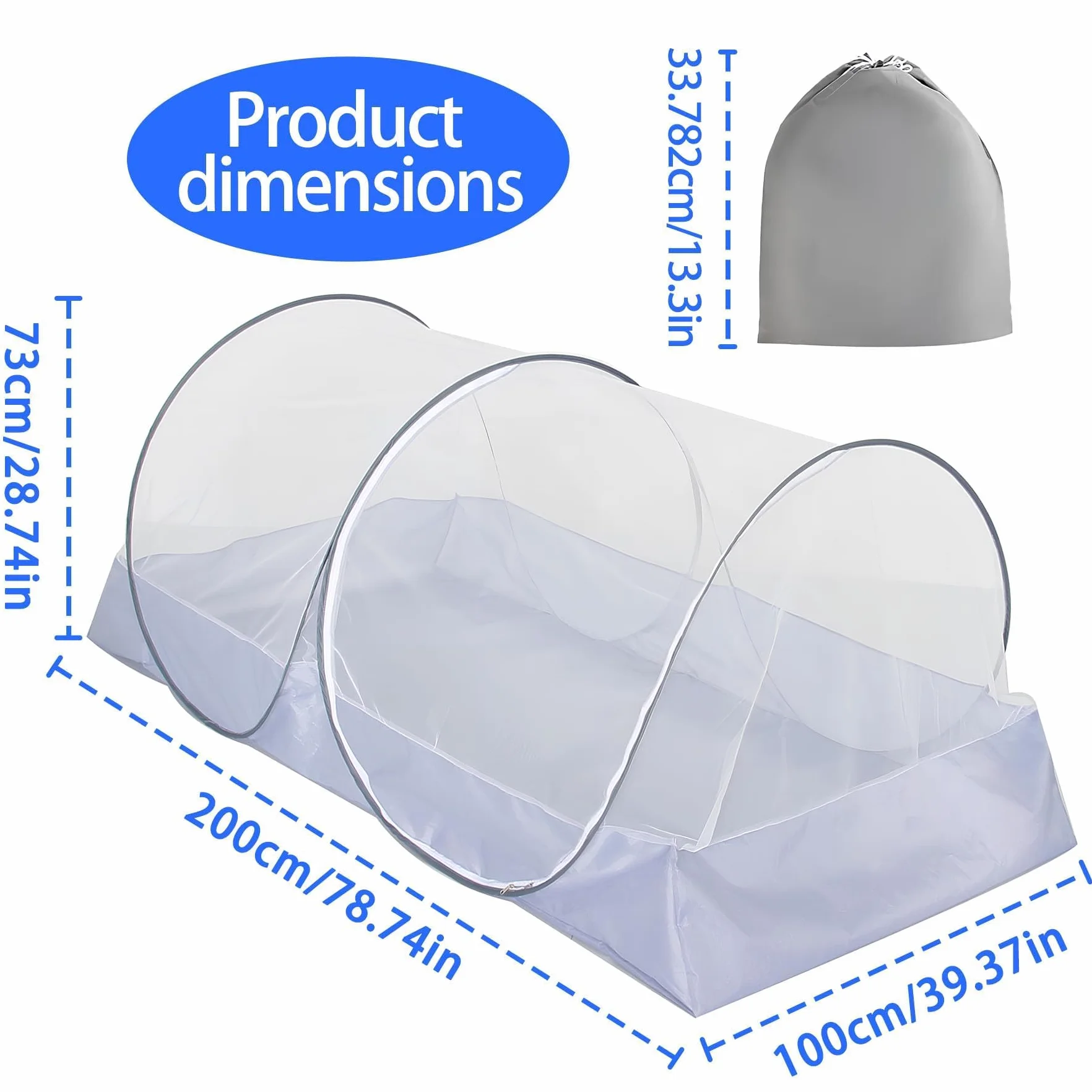 Moskitiera Pop Up 200x100x73 cm składana przenośna kempingowa