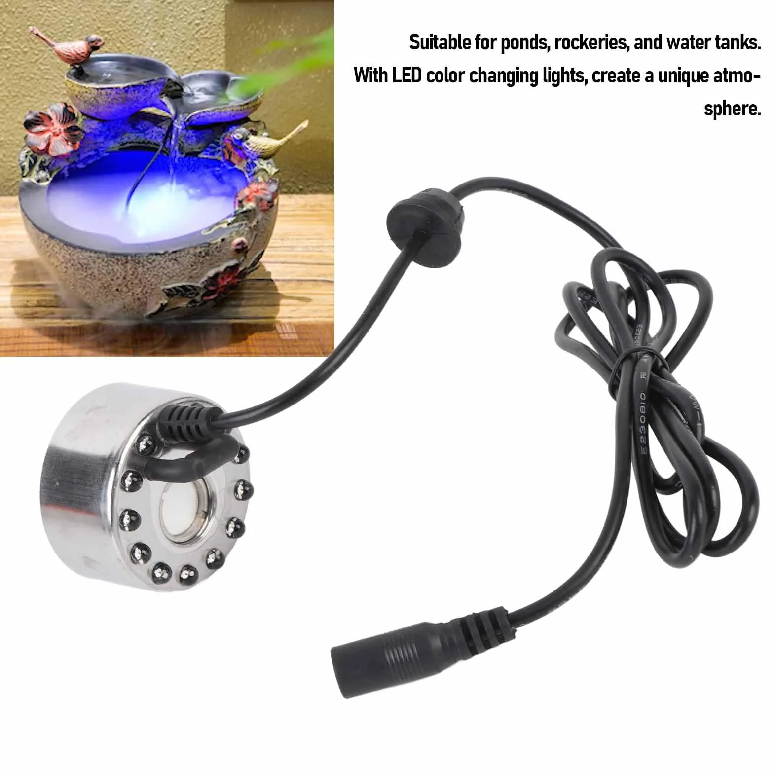 Producent Mgły, LED Kolor Zmieniający Mgłę Atomizer Nawilżacz Powietrza, Miniaturowy Maszyna Mgiełka Do Oczka Wodnego, Kryty Fontanna Wodna Mister Fogger do Oczka Wodnego,