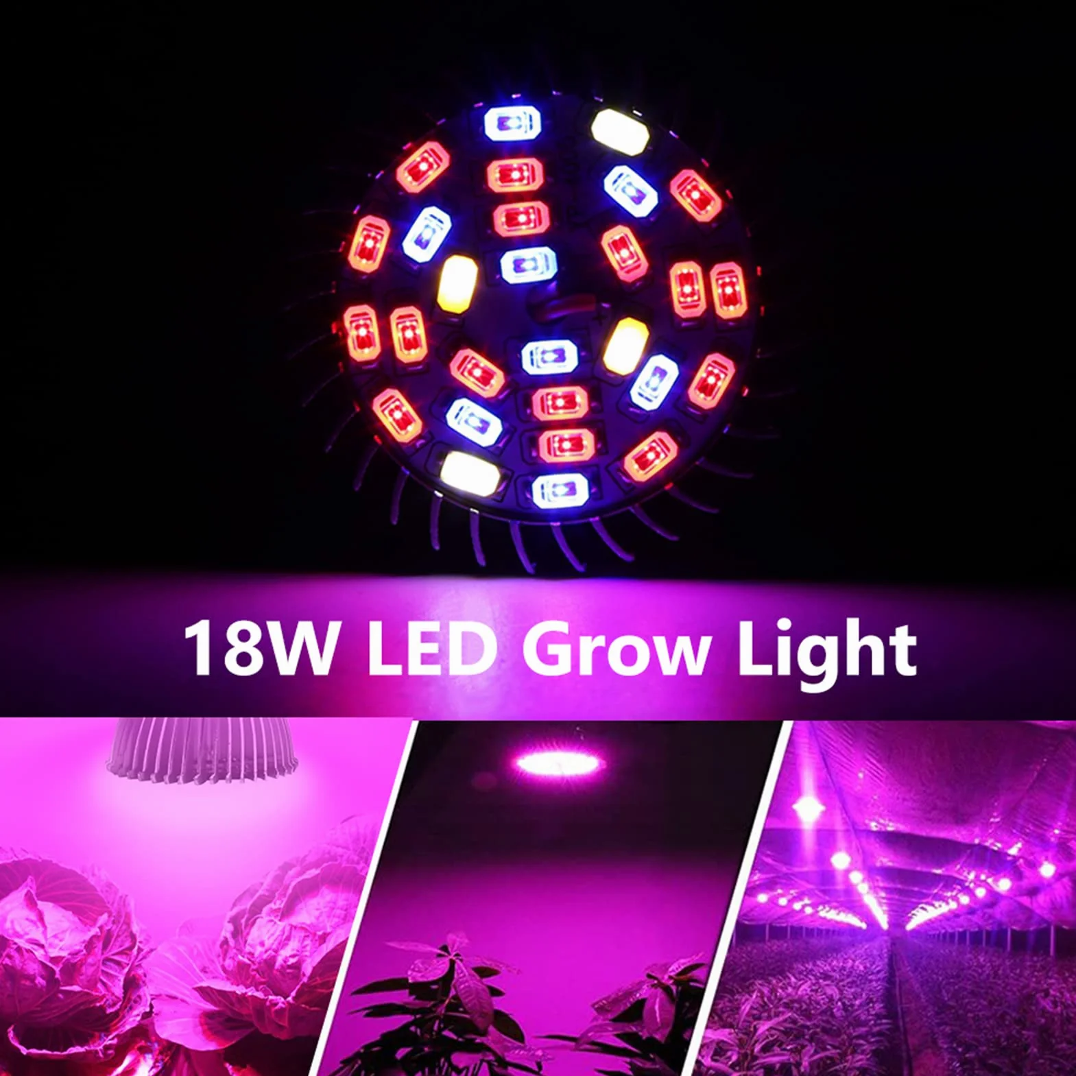 LED Grow Bulb Pełne Spektrum 18W 18 Diod E14 do Roślin