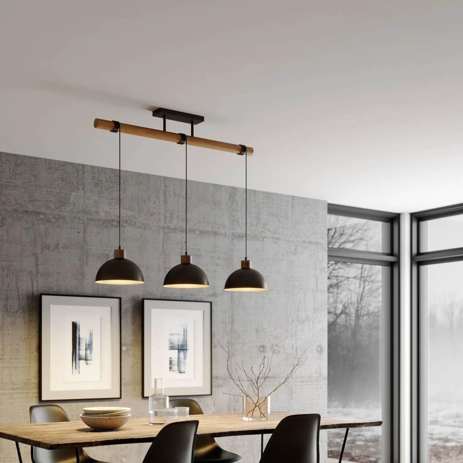 Lindby 3 -punktowa 'Holgar', styl industrialny, m. in. do salonu, jadalni, kolor zielony, metal, żarówka E27