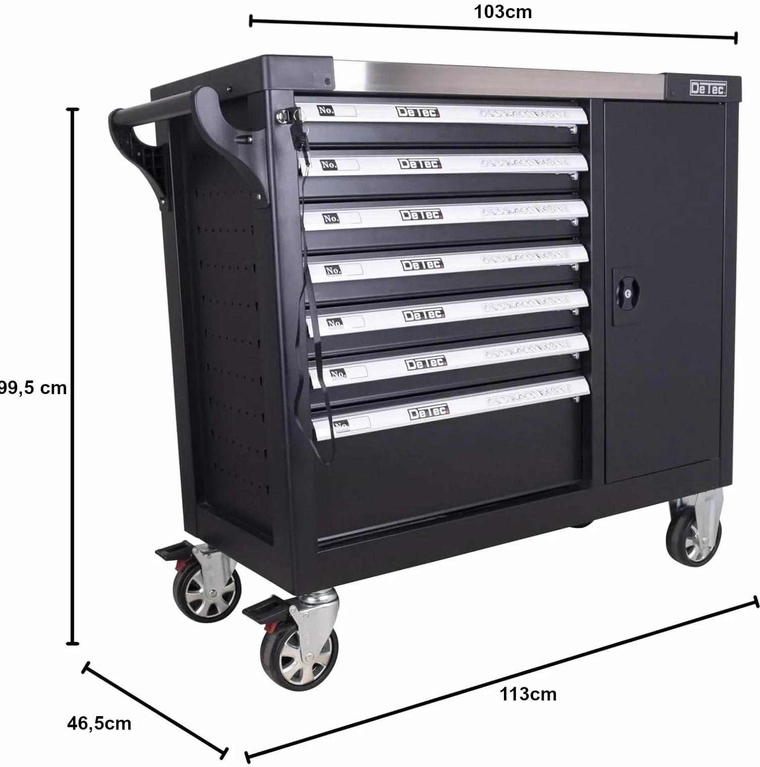 DeTec. Wózek warsztatowy XXL 1077 Heavy Duty, wypełniony, wkładka piankowa