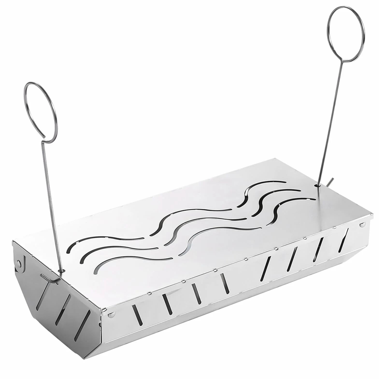 Puszka wędzarnicza stal nierdzewna drewniana skrzynka z chipami akcesoria do grill Vented Lid Design 24,5 x 11,7