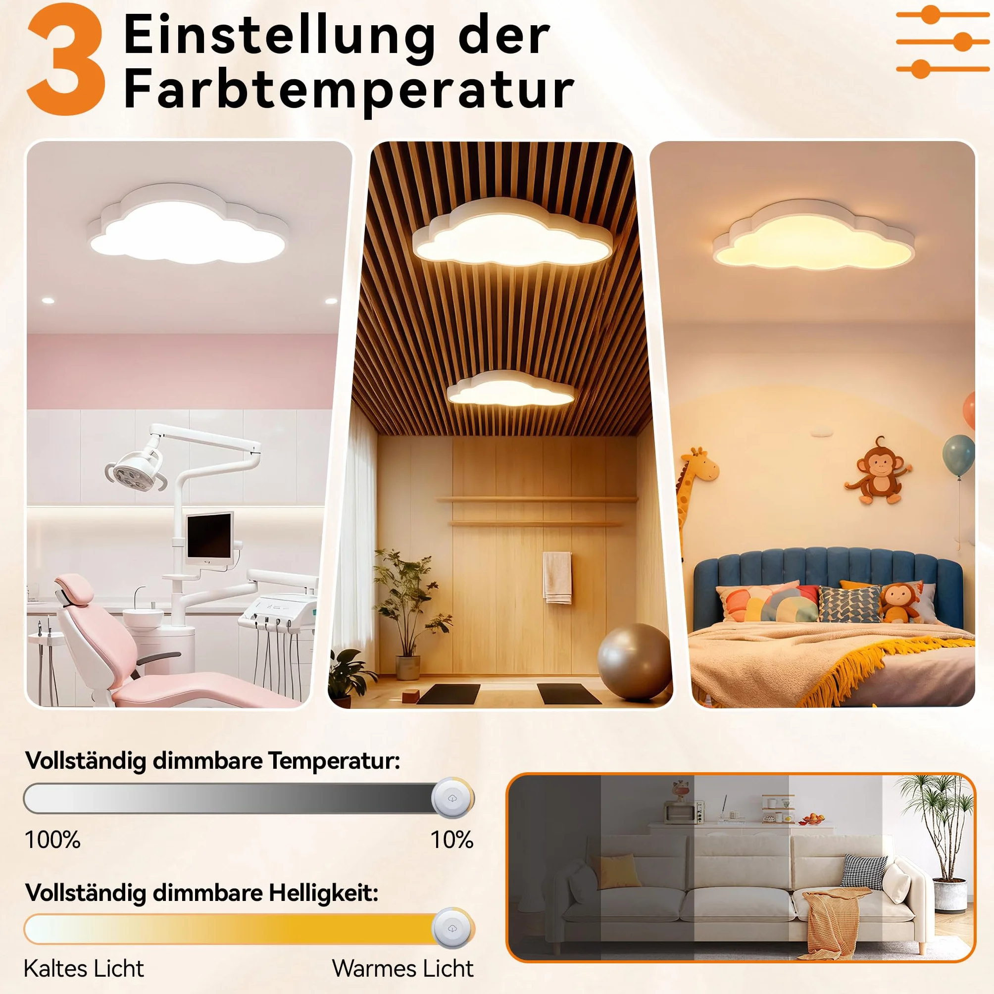 UISEBRT Lampa sufitowa LED, chmury, lampa sufitowa do pokoju dziecięcego, 48 W, ultra cienka, ściemniana, kreatywna lampa chmurowa z pilotem zdalnego sterowania, do pokoju dziecięcego,