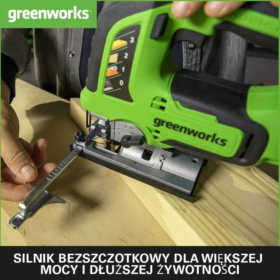 Greenworks GD24JS Wyrzynarka Akumulatorowa, 3000 obr./min, Regulowana Podstawa do 45°, Przystawka Próżniowa BEZ Baterii i Ładowarki 24V
