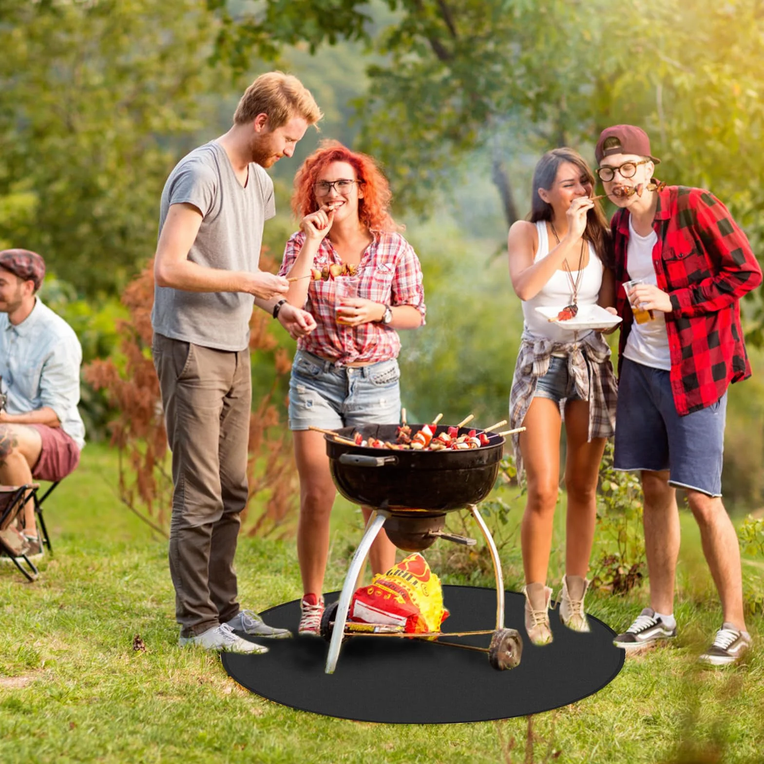 91,44cm Okragla Ognioodporna Mata na Palenisko do Grillowania Pod Grillem Olejoodporna Oslona Podlogi Kominka Podkladka Ochronna na Grill Zewnetrzny