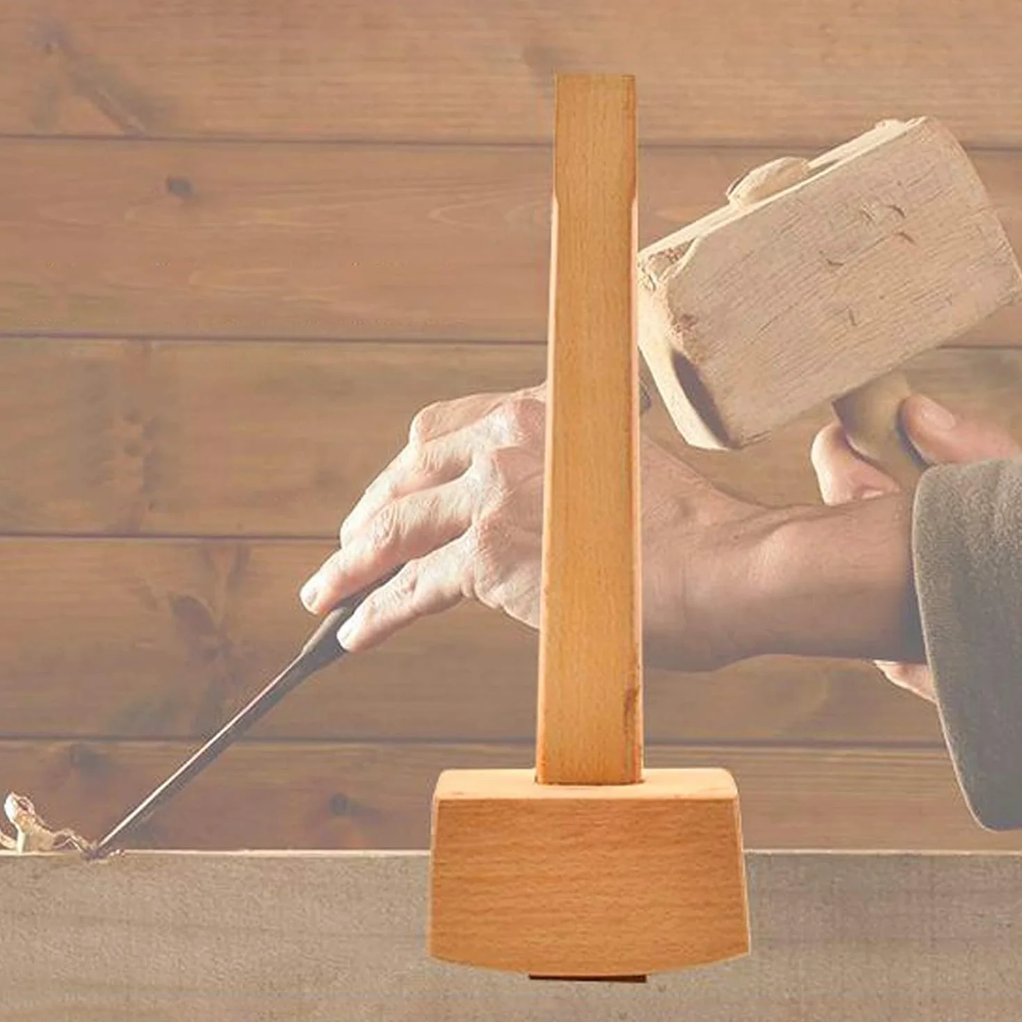 LATRAT 1 szt. młotek z drewna bukowego, profesjonalny młotek do obróbki drewna, narzędzie do obróbki drewna do majsterkowania i stolarstwa, 245 mm