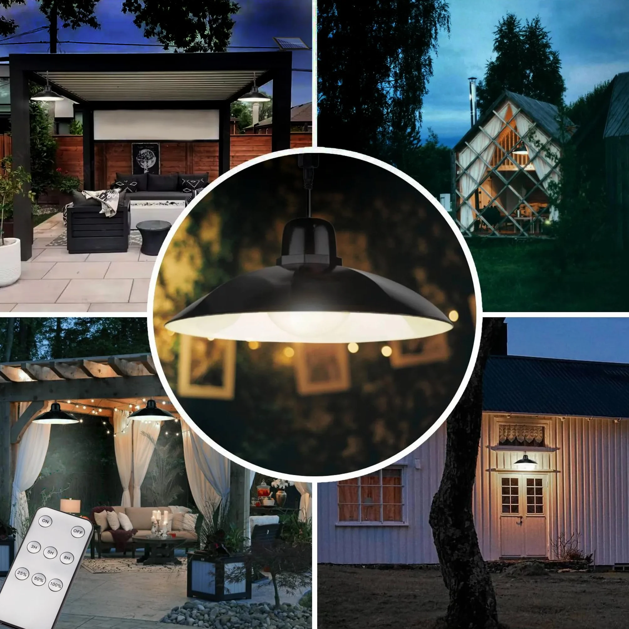 Lumiled 2x lampa wisząca solarna, lampa wisząca na zewnątrz IP44 2400mAh żyrandol do ogrodu taras balkon altana neutralna biel 4000K