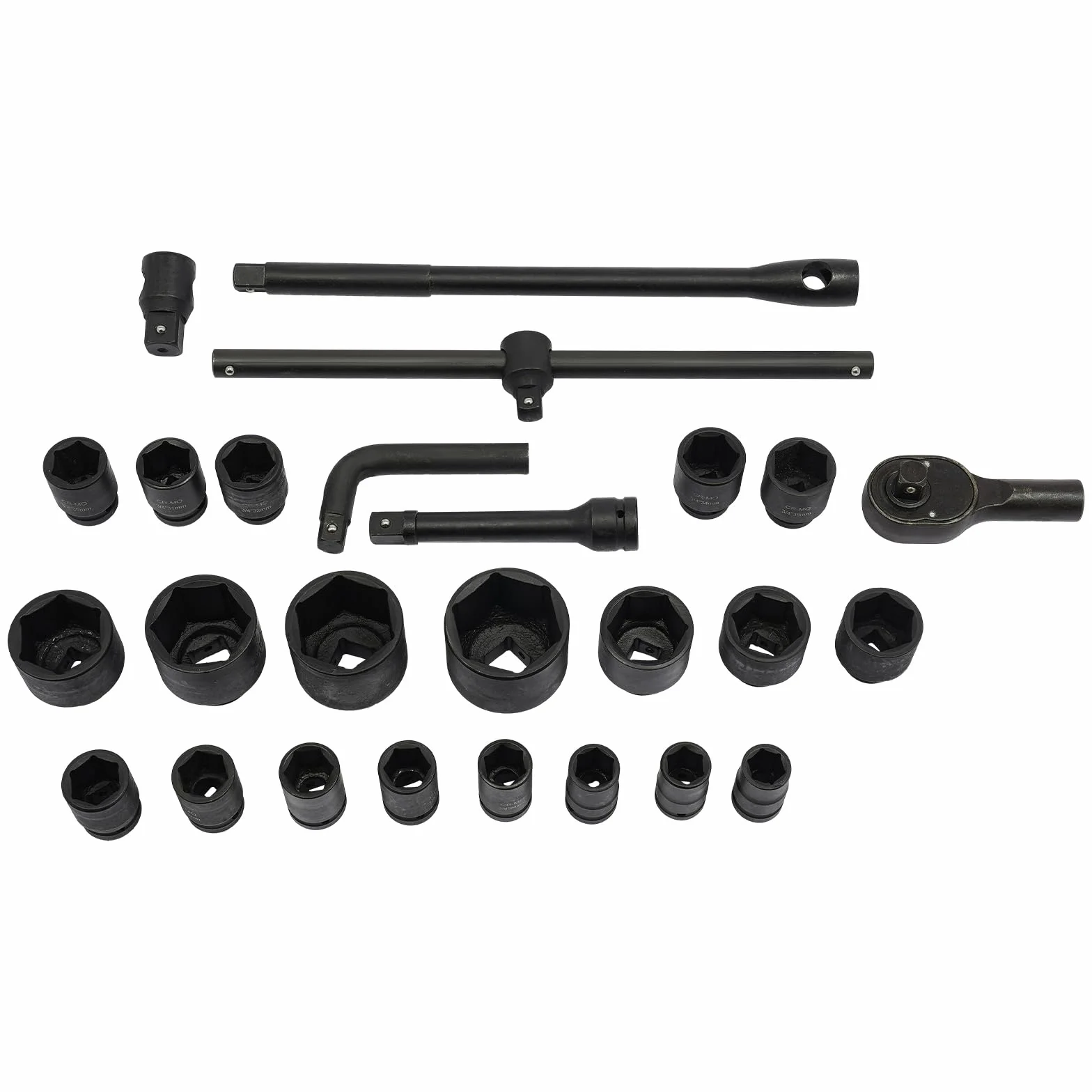 26-częściowy zestaw kluczy nasadowych 3/4" i 1", 21-65 mm, profesjonalny zestaw kluczy nasadowych do samochodów ciężarowych, skrzynka na orzechy, zestaw narzędzi, do domu, naprawy samochodu lub