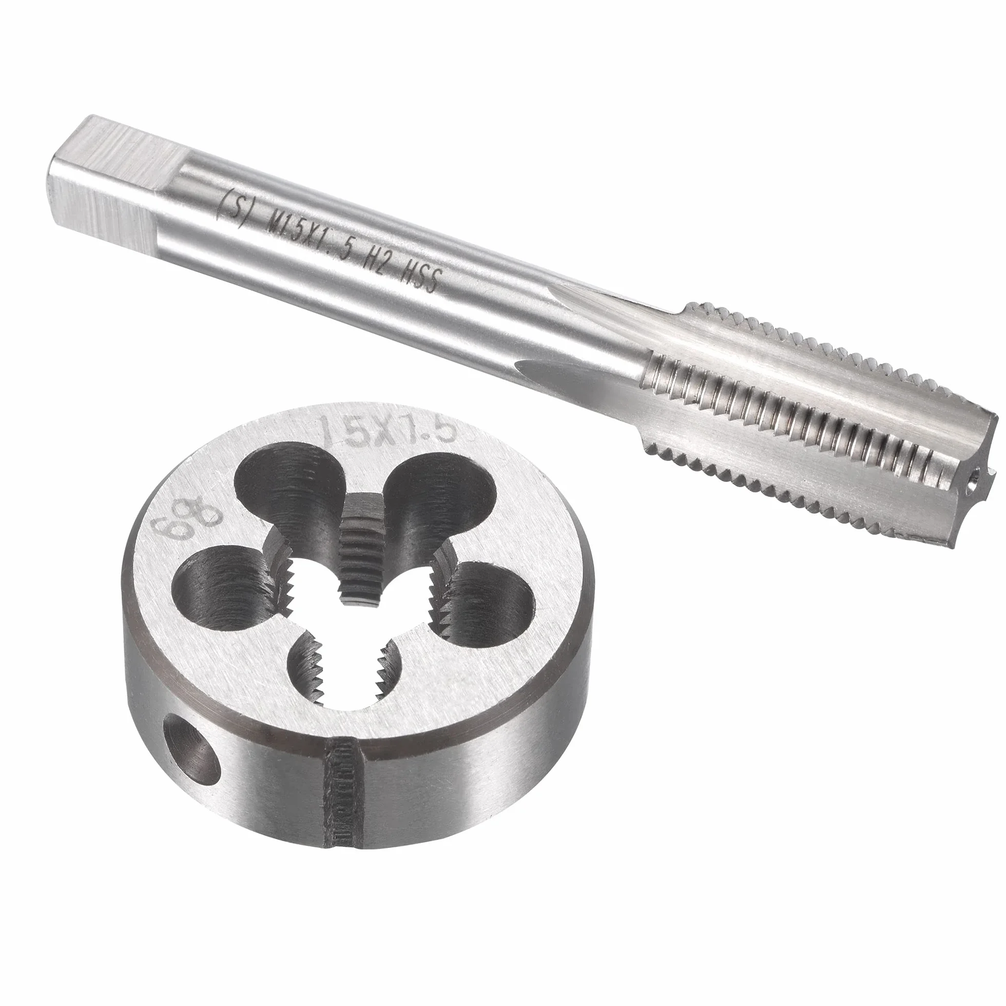 Zestaw gwintowników i narzynek metrycznych M15 x 1,5 mm, gwintownik maszynowy z okrągłą narzynką, zestaw gwintowników i narzynek do naprawy gwintów nakrętek i śrub