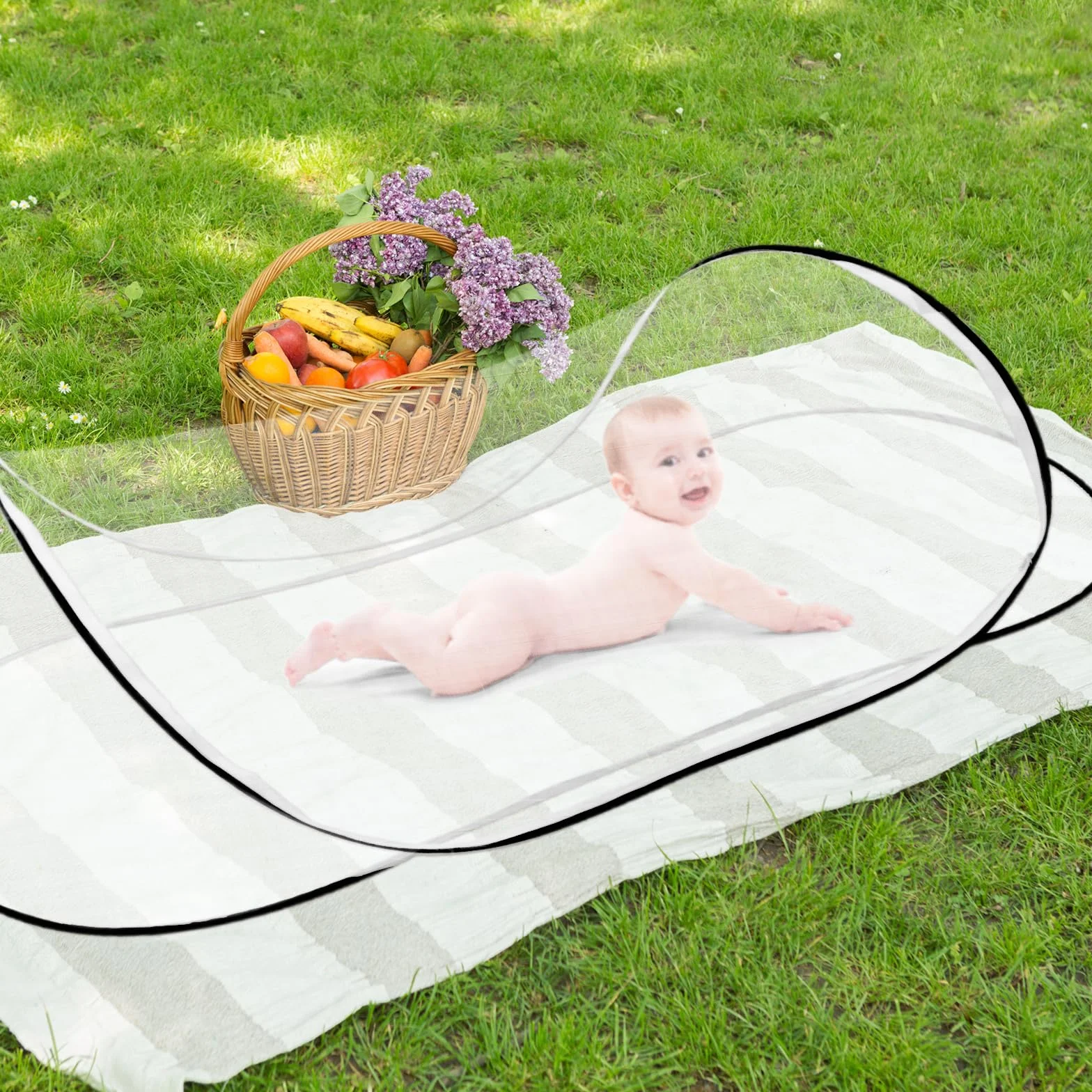 Moskitiera Pop Up 200 × 80 × 56 cm, podróżna siatka na komary, do domu i na kemping