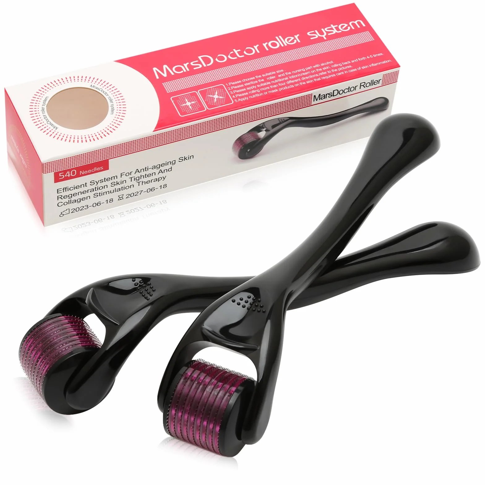 Derma Roller do twarzy, 1 mm, 0,5 mm, 540 tytanowych wałków do mikroigły, do twarzy i ciała, do masażu twarzy z mikroigłami, narzędzie do pielęgnacji skóry na trądzik, zmarszczki, rozstępy