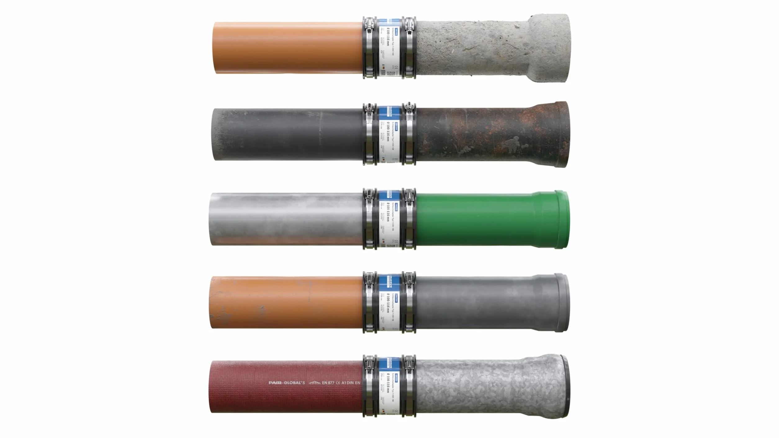 Crassus Adapter do węża CDC 100 typ 1 z wargą wewnętrzną, TPE/ V2A, 1 sztuka, 100-116 mm, CRA11018