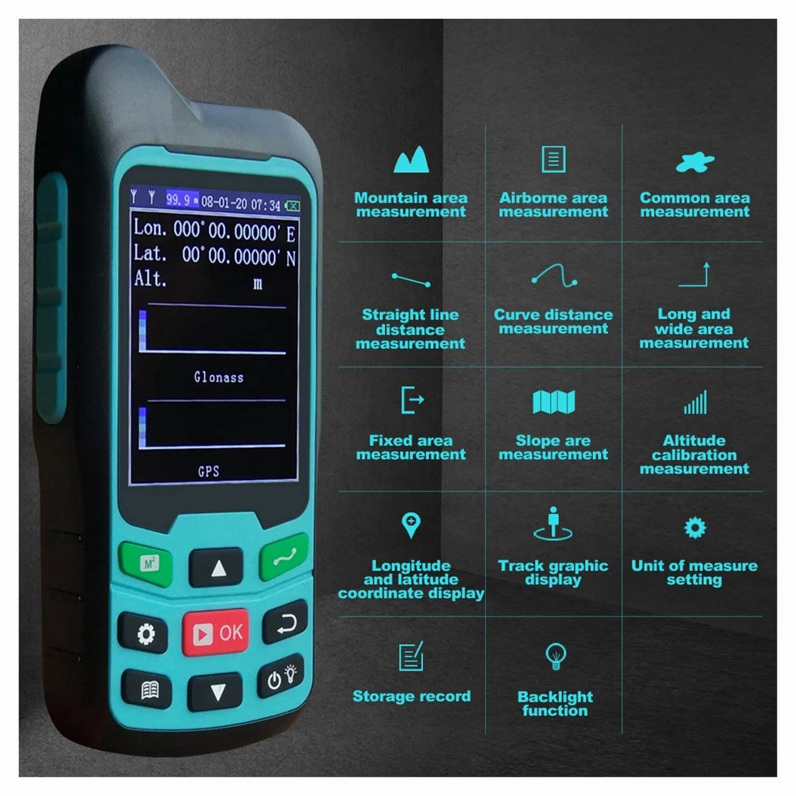 Mierniki odległości, GPS/pług miernik gruntu MC8042 ręczny miernik obszaru GPS Tester przyrząd do pomiaru gruntów pług nawigacja miernik powierzchni terenu(8066A)