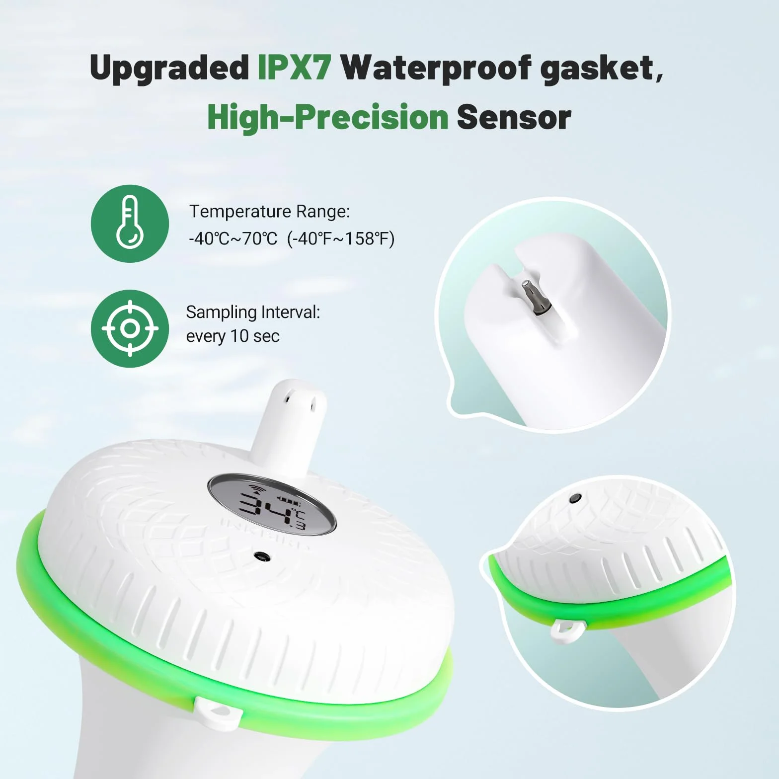 Inkbird IBS-P02R thermometer Basen z IBS-M2 Bramka WiFi, bediening via telefoonapp, 9-kanaals monitoring, digitale zwembadthermometer voor zwembaden, hot tubs, spa's en kleine vijvers