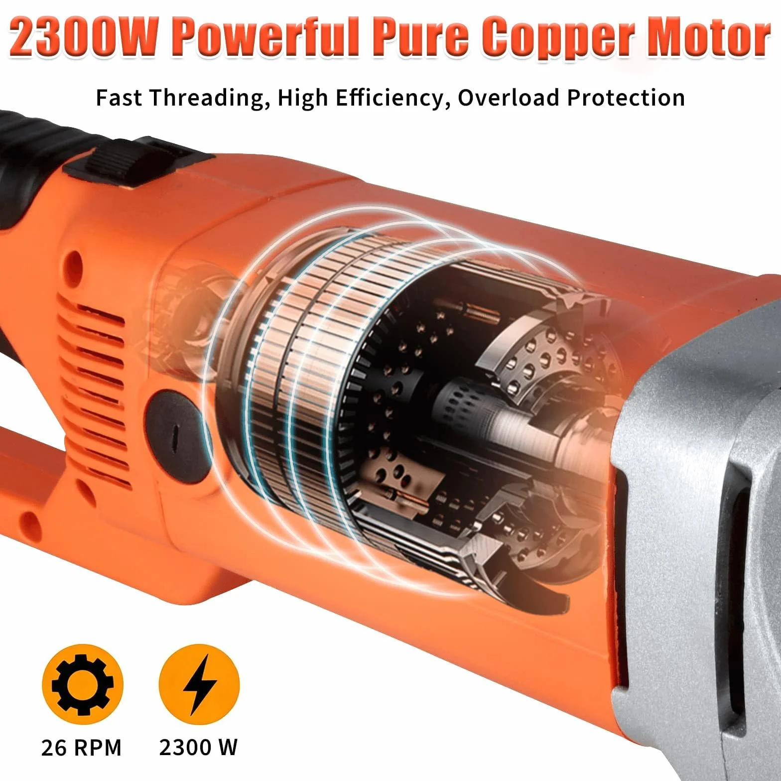 Elektryczna maszyna do gwintowania rur, ręczny zestaw gwintowania rur 2000 W, z 6 żeliwnymi matrycami 1/5.1 cm-5.1 cm i futerałem, narzędzie napędowe dla hydraulików, przemysłowe