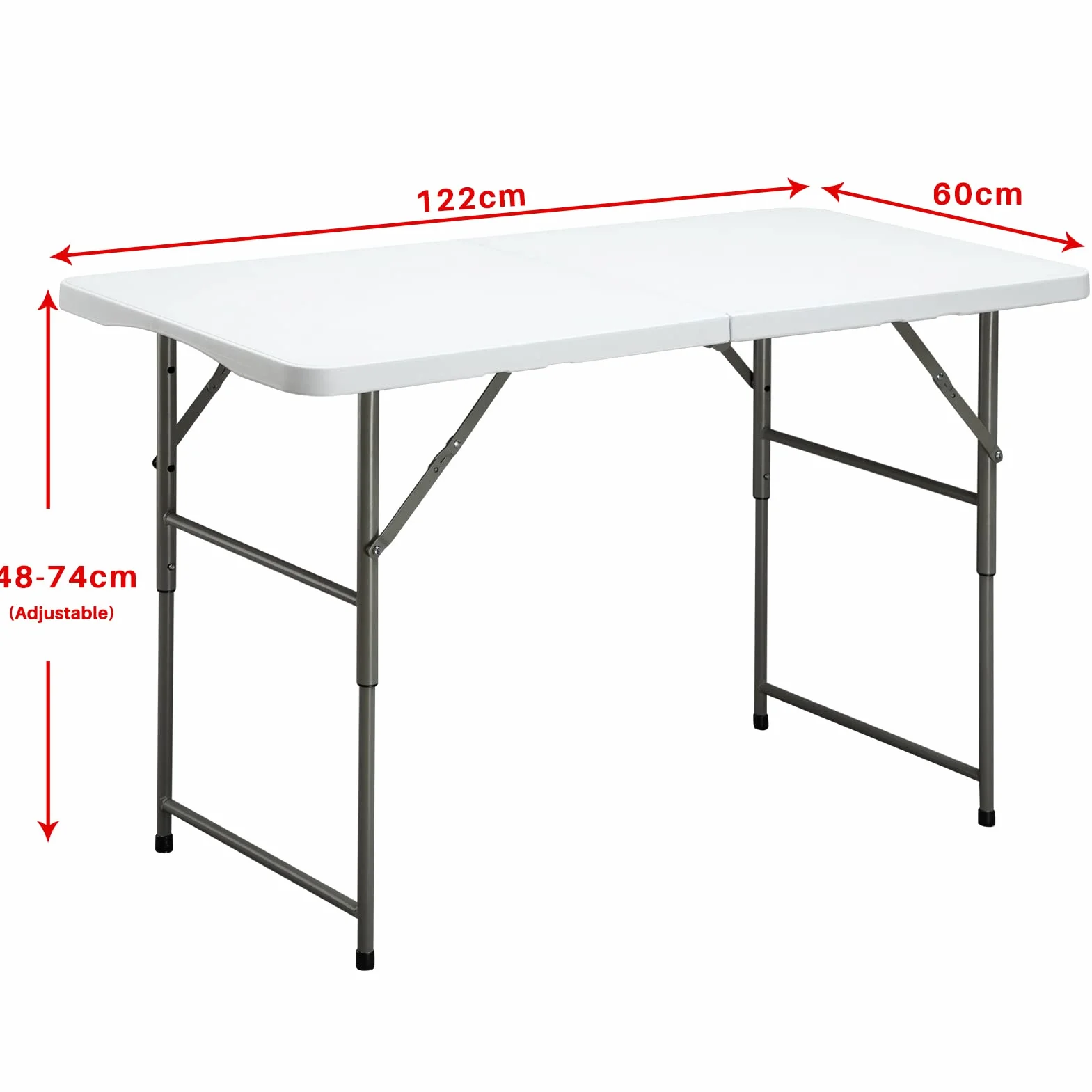 HollyHOME składany stół kempingowy 122 cm, stół piknikowy o regulowanej wysokości, z uchwytem ogrodowym do grilla, cateringu, kuchni, na imprezę, na zewnątrz, wewnątrz