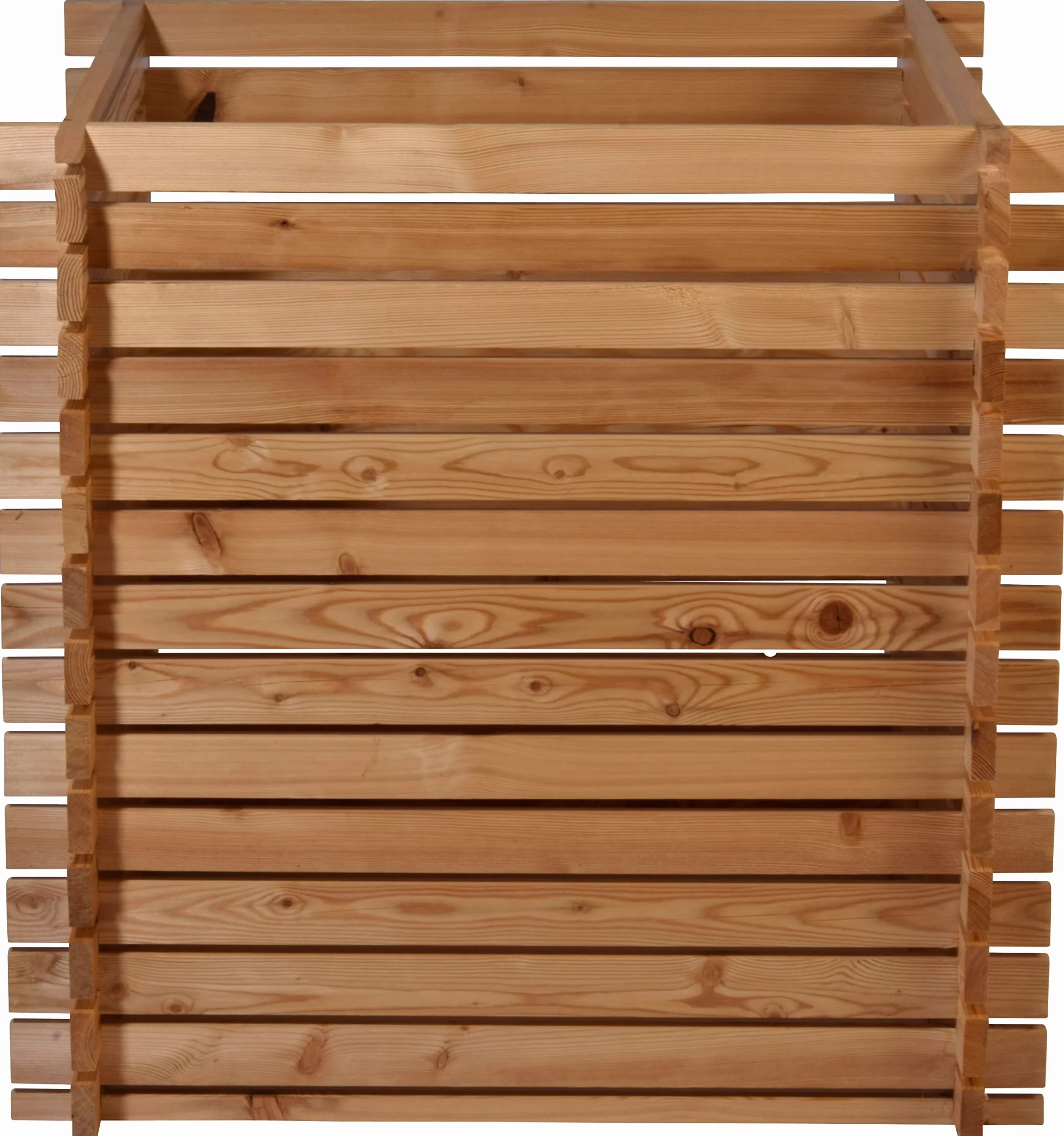 dobar® Green Label 58630FSCe kompostownik z drewna modrzewiowego, z systemem wtykowym, kwadratowy pojemnik na kompostownik z litego drewna, 420 l, zestaw do montażu, 79 x 79 x 79 cm, kolor naturalny