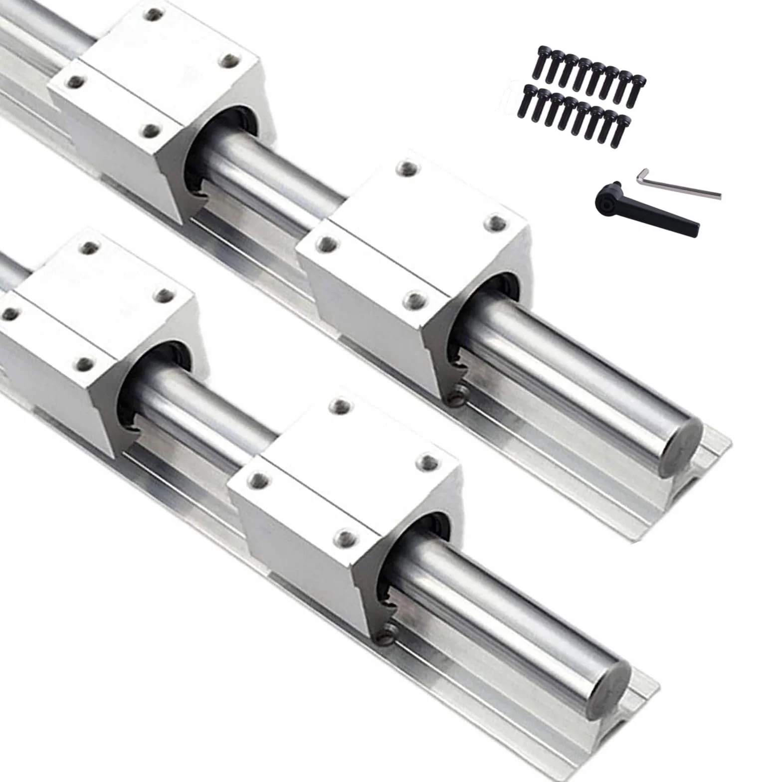 2 x szyna liniowa 16 mm SBR16-800 mm + 4 bloki łożysk przesuwnych SBR16UU, długość prowadnicy liniowej 800 mm, do pełnego wspornika