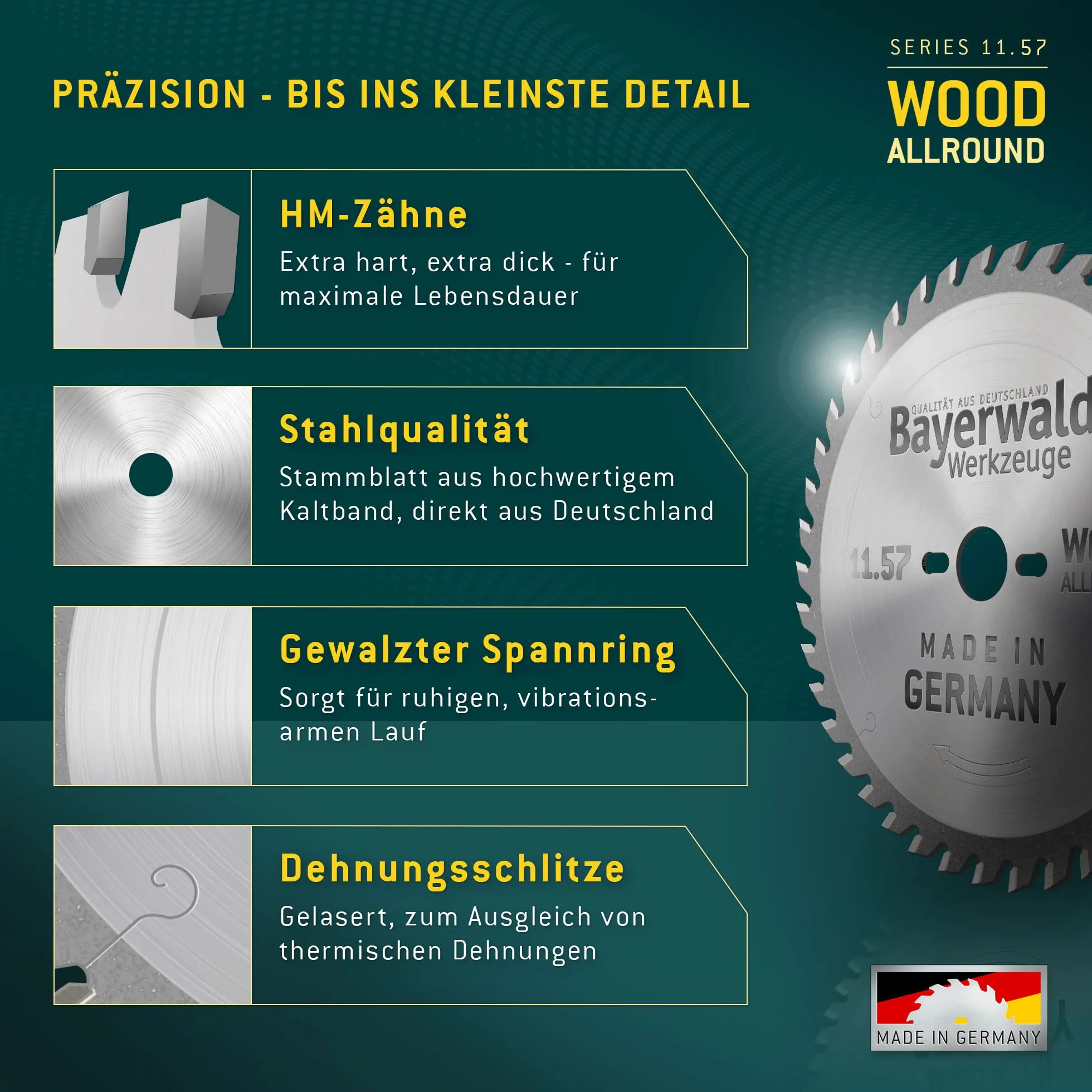 Bayerwald - HM brzeszczot do piły tarczowej - Ø 160 mm x 2,2 mm x 20 mm | ząb zmienny (28 zębów) | Otwory dodatkowe: TS 55 + TSC 55 + ATF 55 + AP 55 | mała szerokość cięcia, idealna do piły tarczowej akumulatorowej