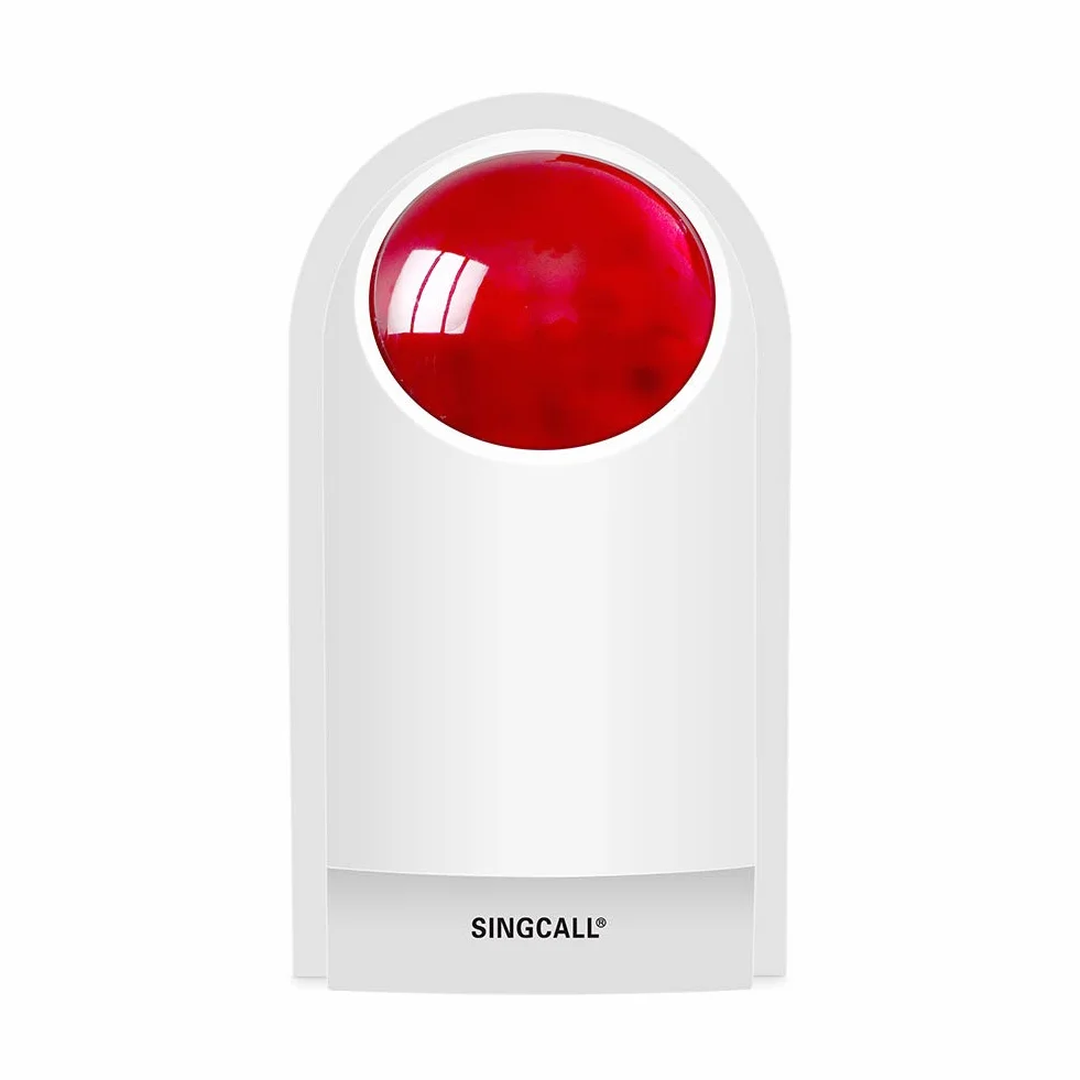 SINGCALL Syrena Stroboskopowa Alarm Głośny Zewnętrzny System Alarmowy SOS 1 Syrena, 4 Zdalny Przycisk Alarmowy, Przycisk Alarmowy do Zabezpieczenia Sklepu/Domu/Hotelu/Sklepu Jubilerskiego