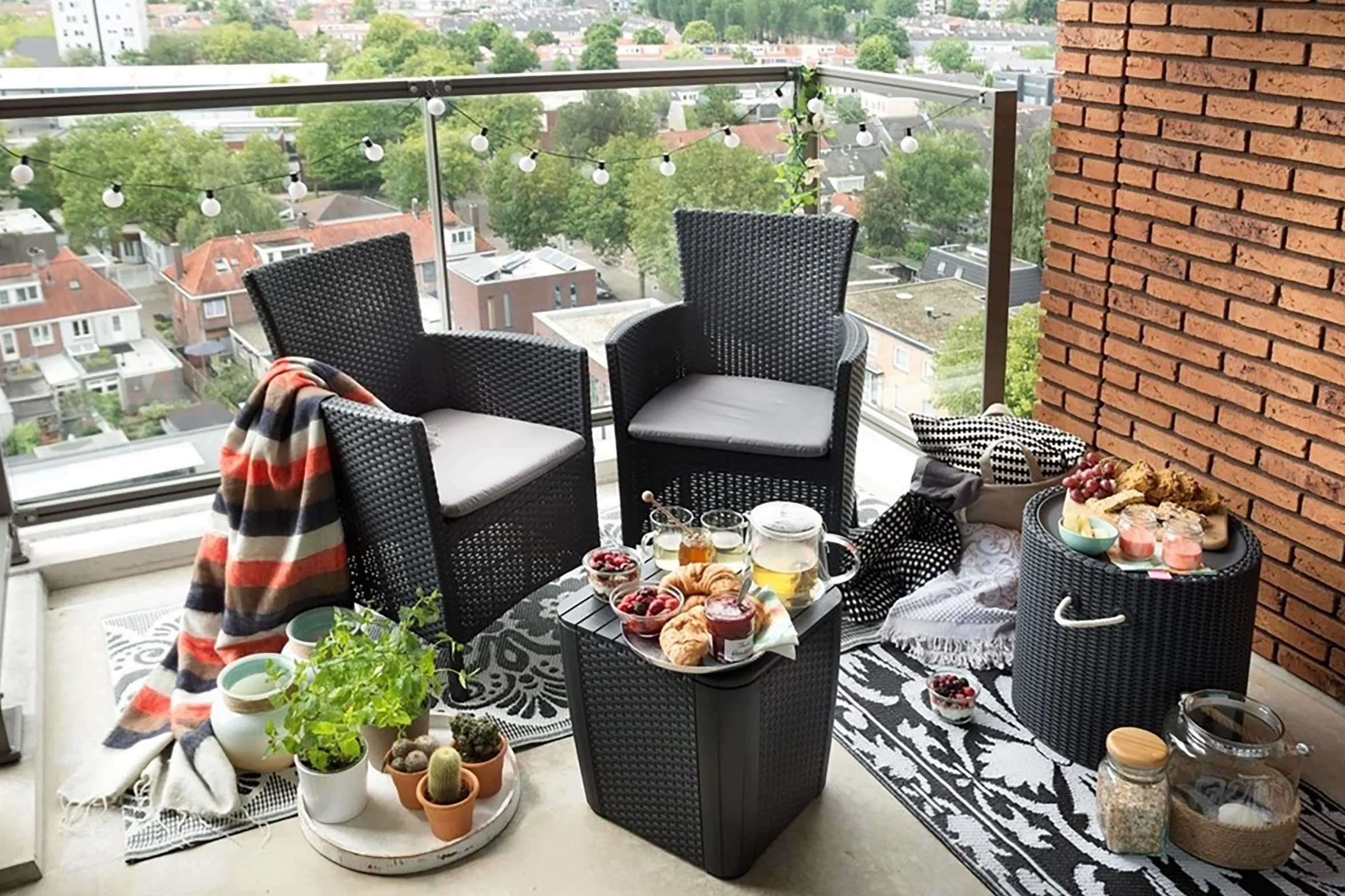 Allibert Iowa Balcony Zestaw Mebli Ogrodowych, Szary, 3-częściowy