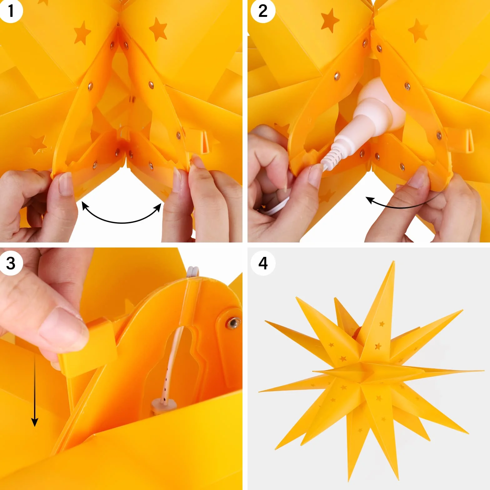 SALCAR Gwiazda bożonarodzeniowa 60 cm, oświetlona na zewnątrz, świecąca gwiazda 3D, okno do zawieszenia wewnątrz, gwiazda LED, dekoracja bożonarodzeniowa na zewnątrz, żółta