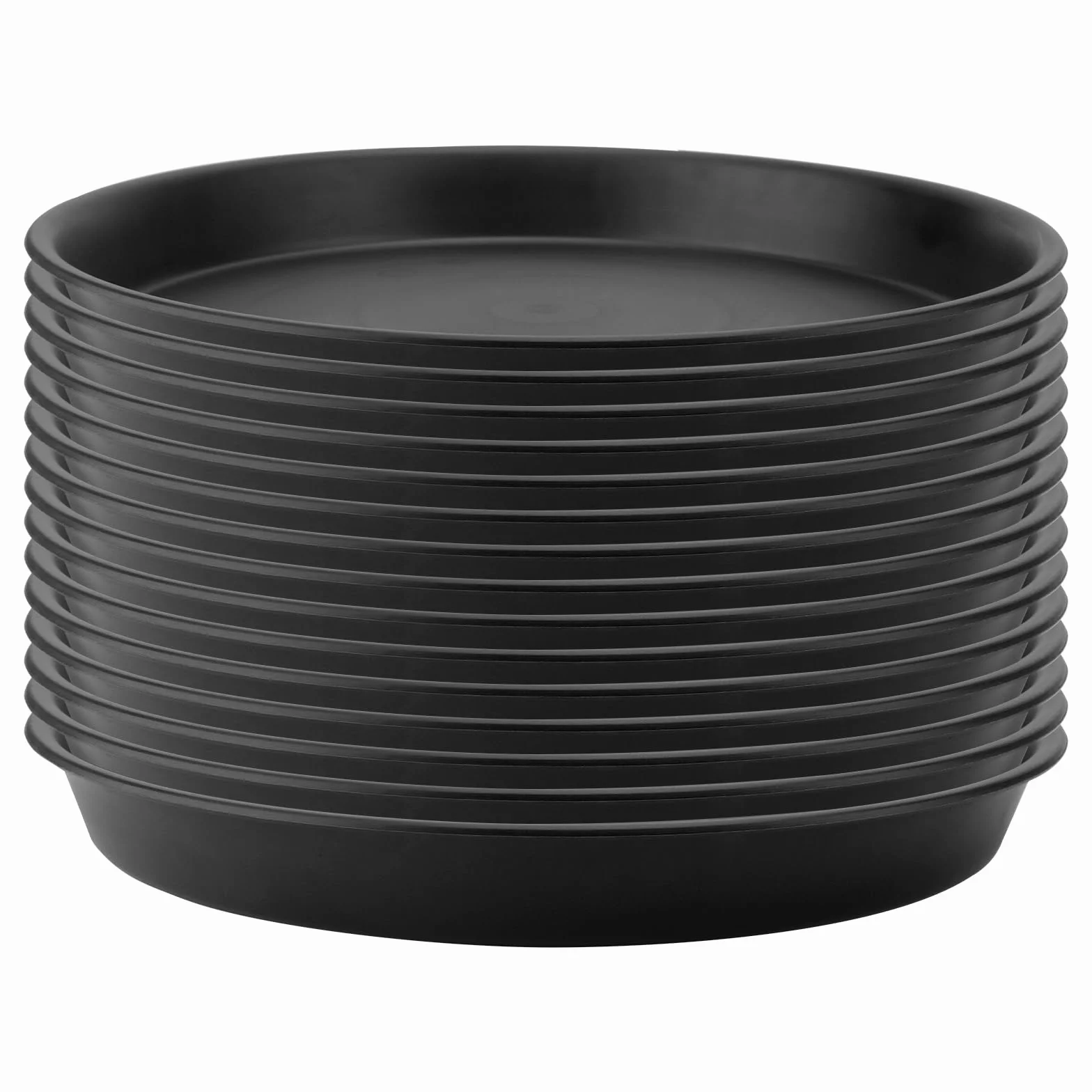 Podstawki na kwiaty 30 cm plastikowe czarne okrągłe 15 sztuk