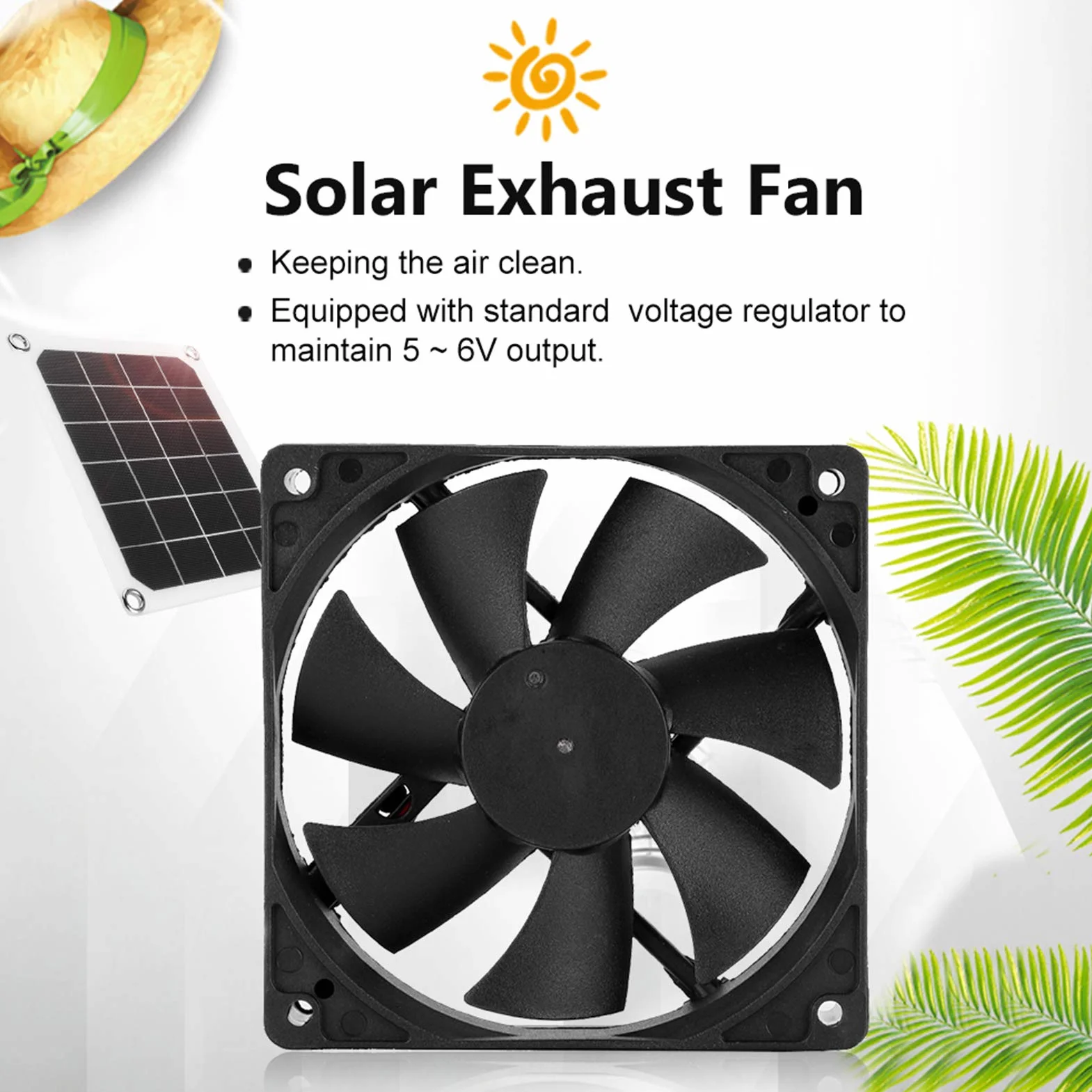 Wentylator solarny 10 W 4,7" IP67 wodoszczelny zasilany energią słoneczną do kurników szklarni