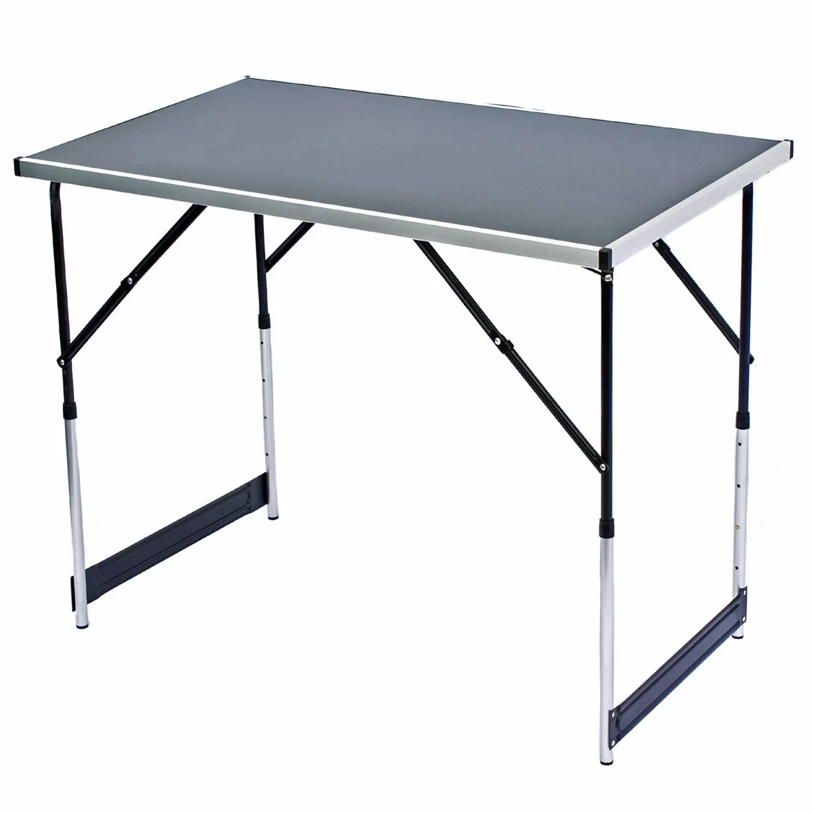 stół wielofunkcyjny kempingowy tapetowy stół rynkowy regulowana wysokość boczny do kempingu w ogrodzie na festiwale rynki i więcej (Czarny: 100 X 60 Cm)