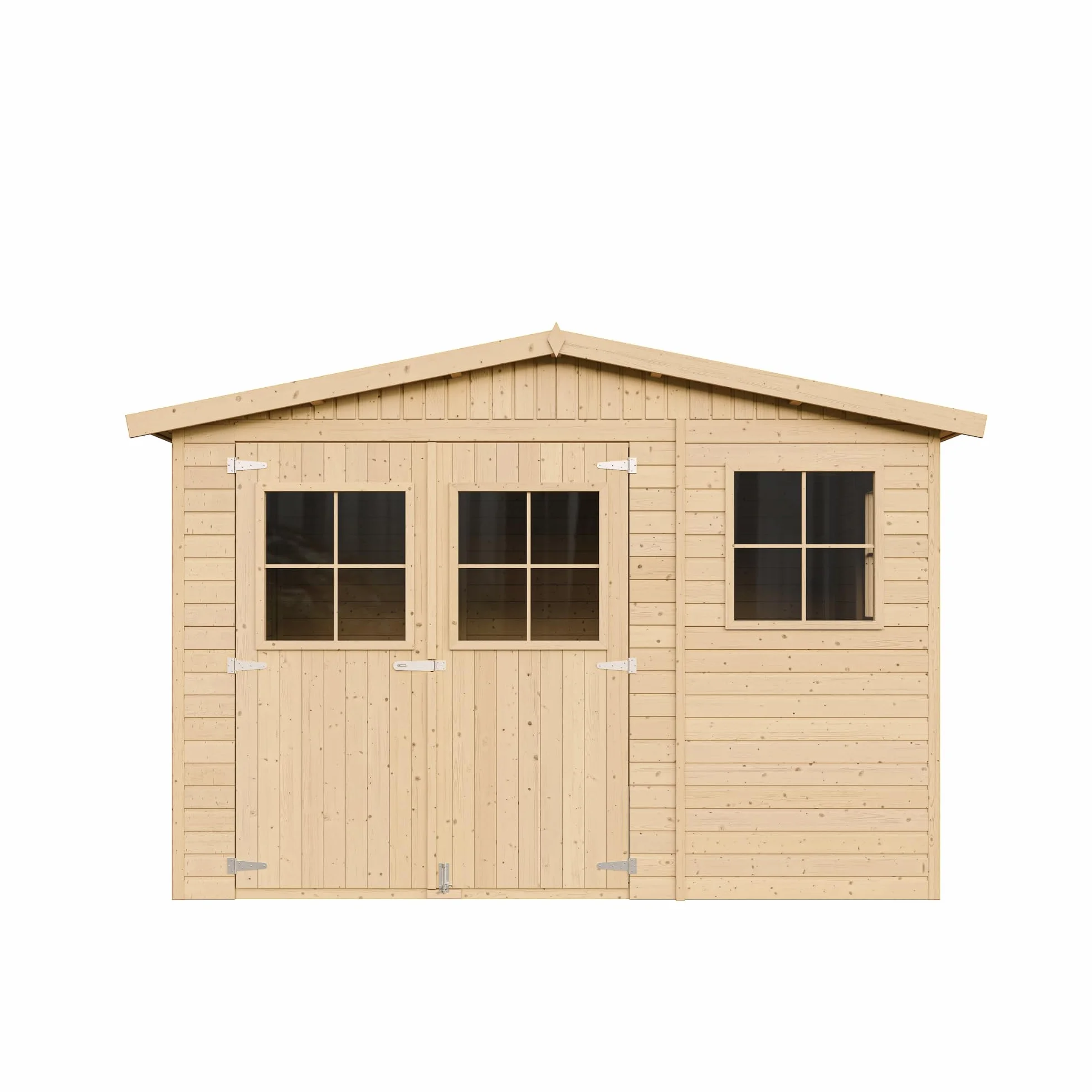 Timbela M335 Drewniana szopa ogrodowa, schowek z oknami, 226 (wys.) x 318 x 320 cm/ 9 m², naturalne drewno, warsztat, na rowery, narzędzia