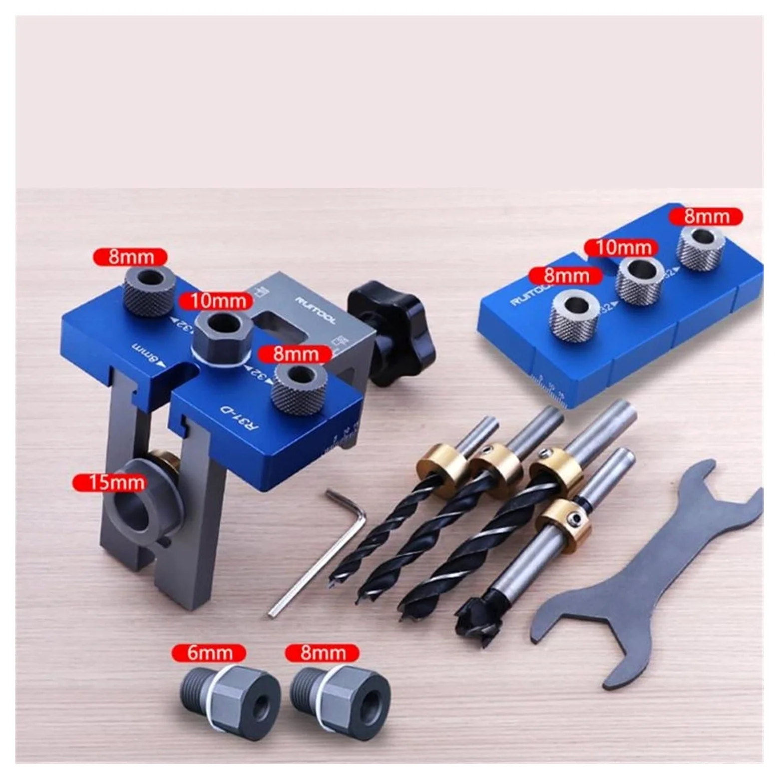 3w1 wiertło do otworów w drewnie pozycjoner przewodnik lokalizator Jig stolarka zestaw do organizacji 6-15mm wiertła Adjustabl stolarstwo narzędzie do majsterkowania(Set B)