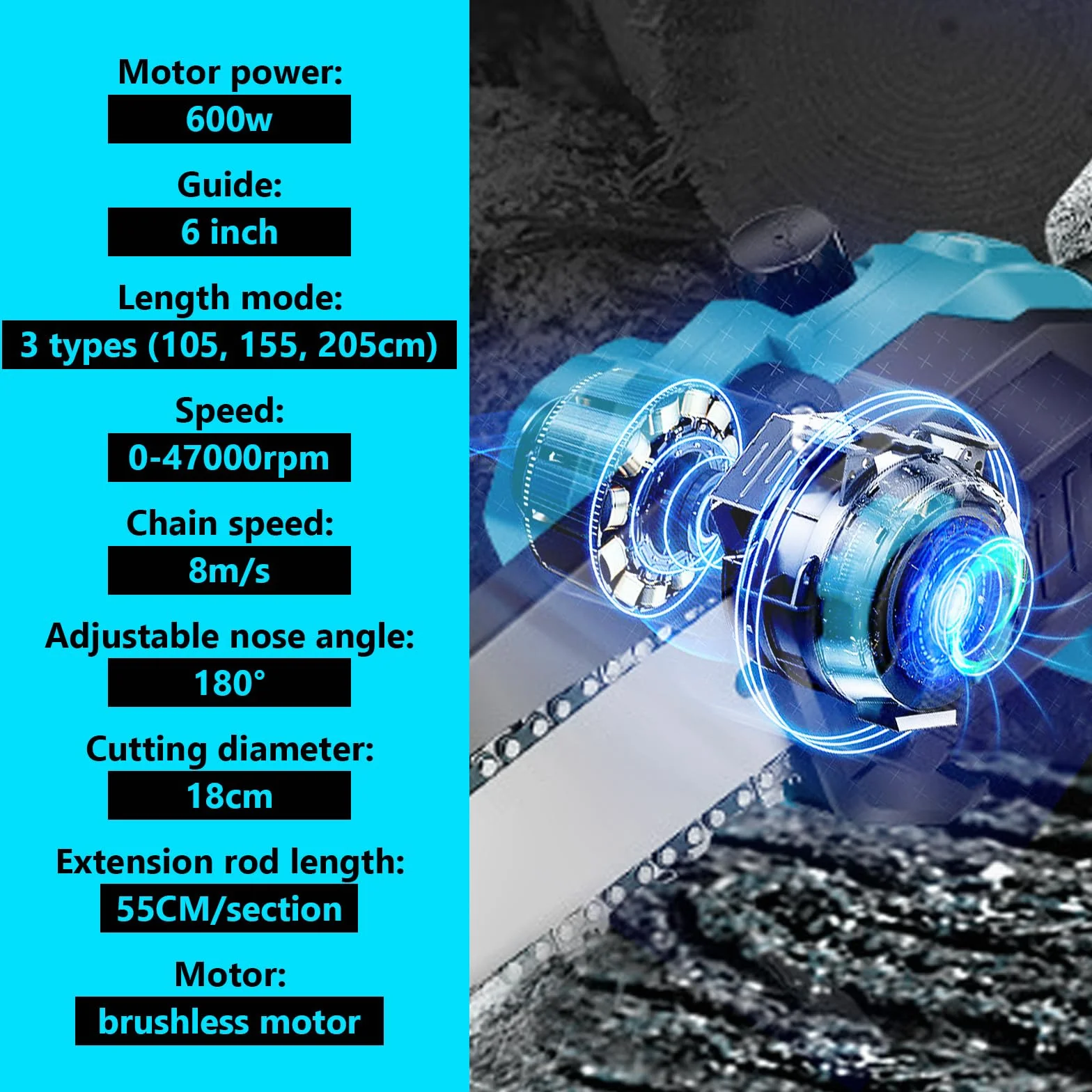 Makita 18V 6-calowa bezszczotkowa piła do gałęzi 2 w 1 z teleskopowym uchwytem