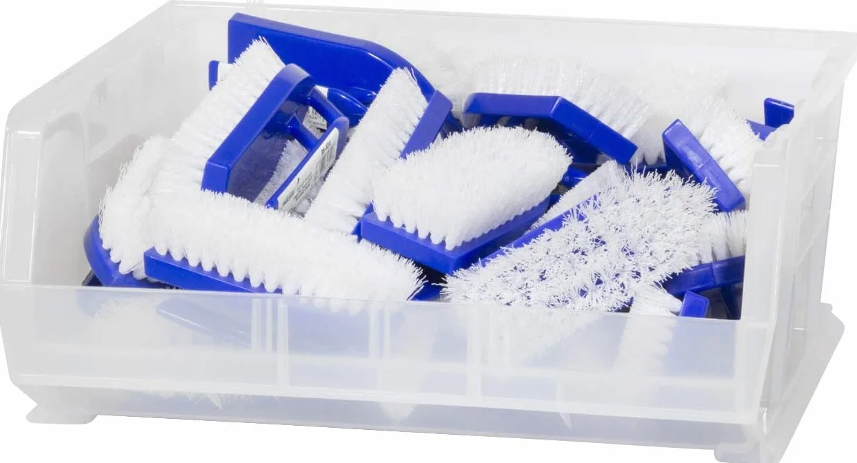 Akro-Mils 30250 plastikowy pojemnik do układania w stos Akrobin, 38 cm na 40 cm x 18 cm, przezroczysty, obudowa 6