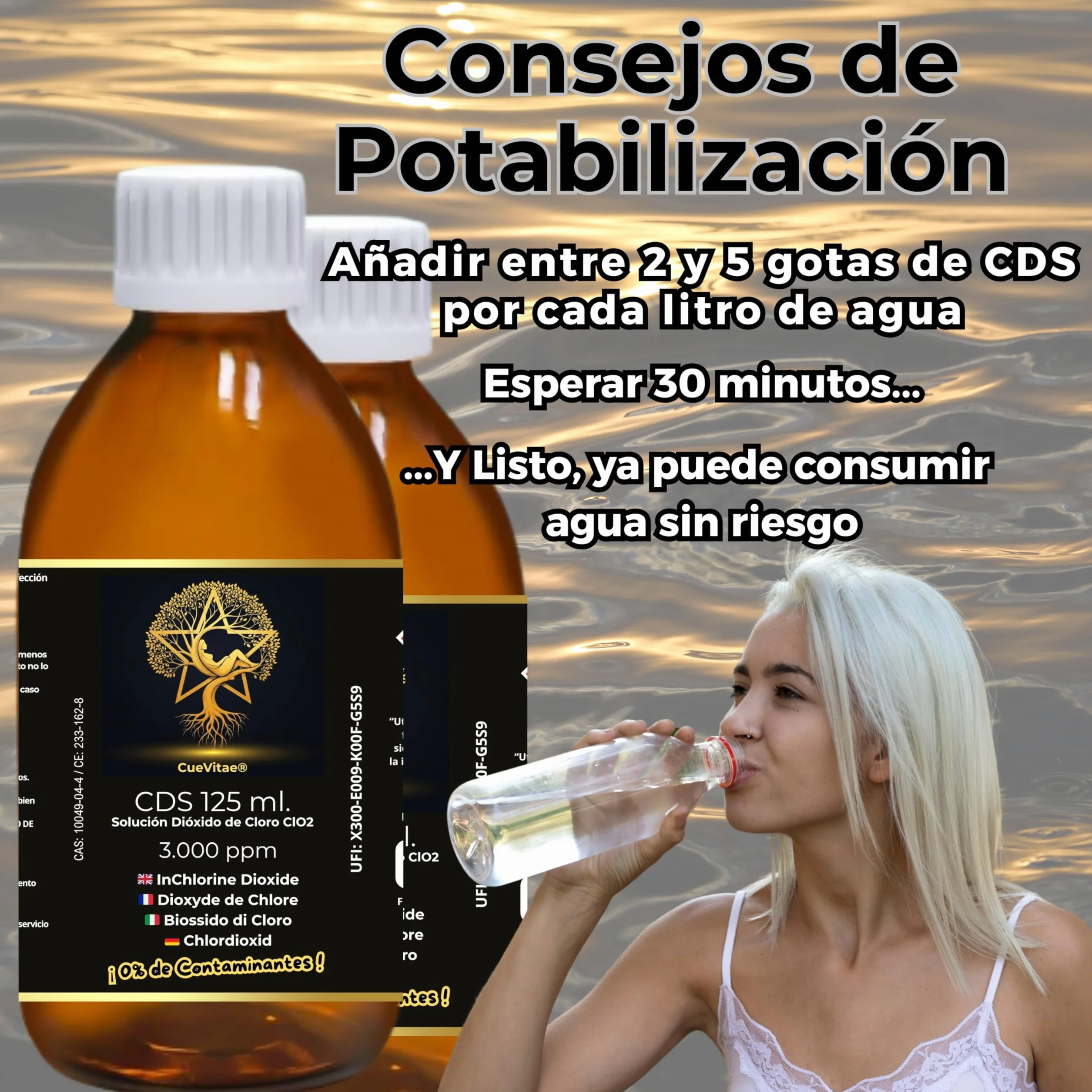 2 x 125 ml. CDS/CDL 3000 PPM (250 ml) | Najnowsza produkcja dwutlenku chloru | Produkt już aktywowany | Gotowy do dozowania | W tym Dozownik zapewniający większą precyzję