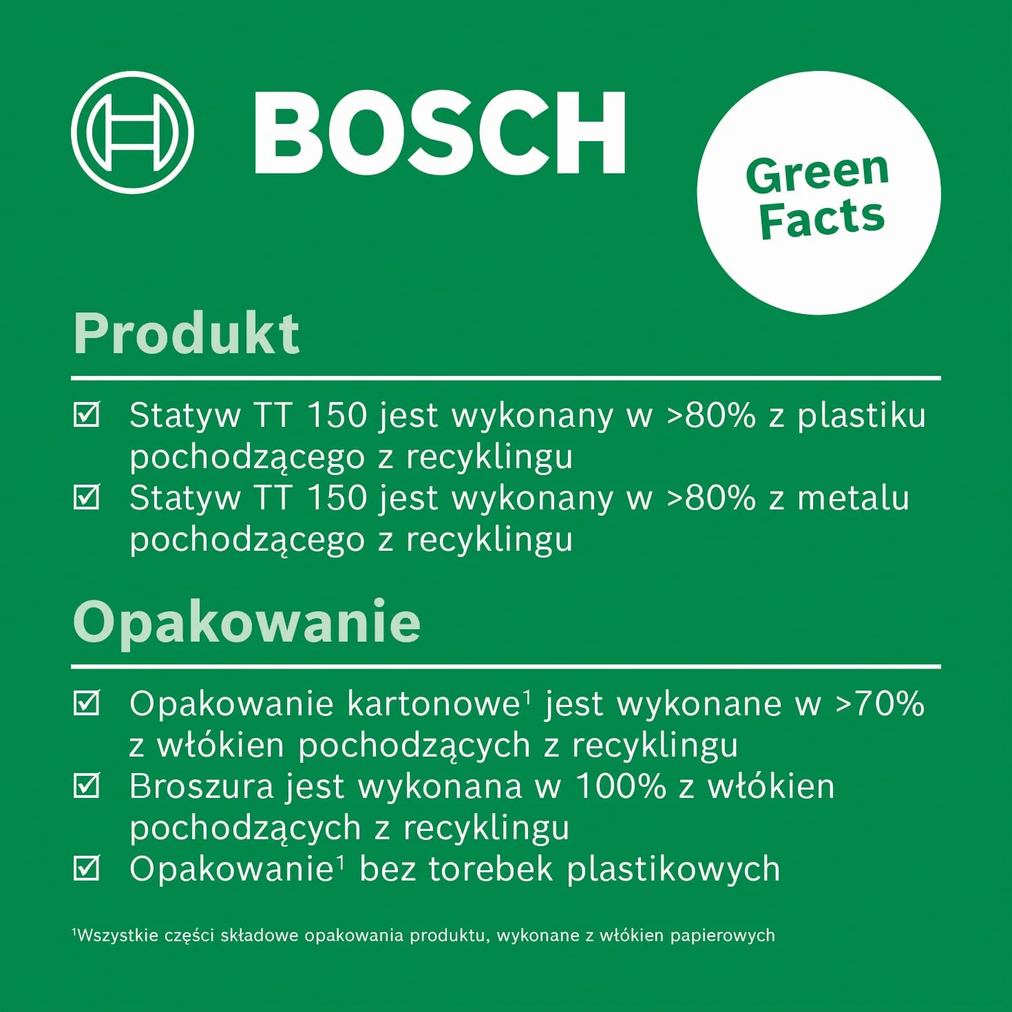 Statyw premium Bosch TT 150 (regulacja wysokości w zakresie 55 – 157 cm umożliwia szybkie i elastyczne pozycjonowanie laserów krzyżowych, opakowanie kartonowe)