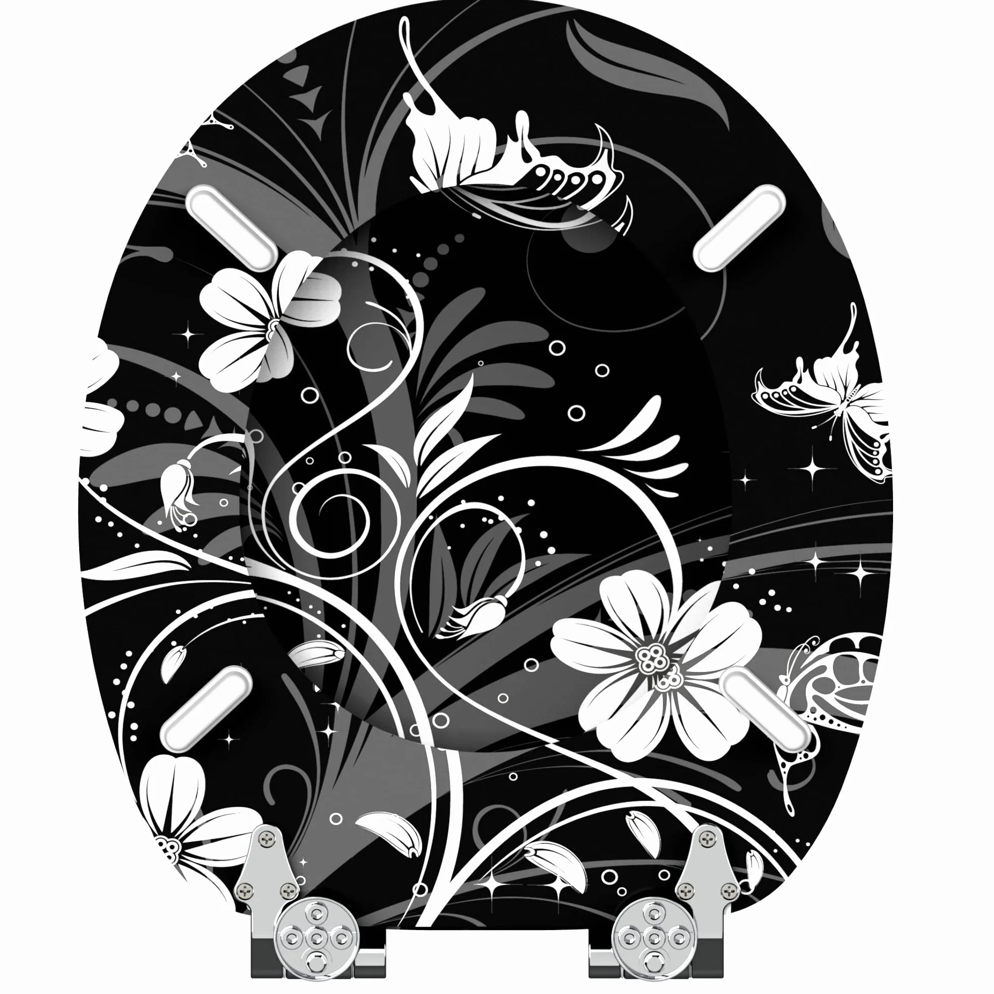 Deska sedesowa wolnoopadająca, wysokiej jakości powierzchnia, łatwy montaż, stabilne zawiasy, White Flower