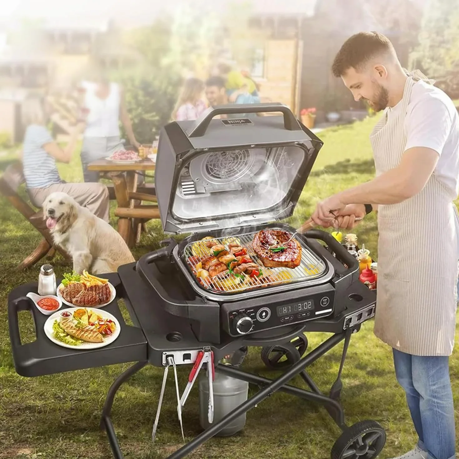 Ruszt do grillowania ze stali nierdzewnej do grilla Ninja Woodfire OG701EU do wędzenia dużych kawałków mięsa, ruszt Ninja Woodfire, kompatybilny z grillem elektrycznym Ninja Woodfire OG701EU