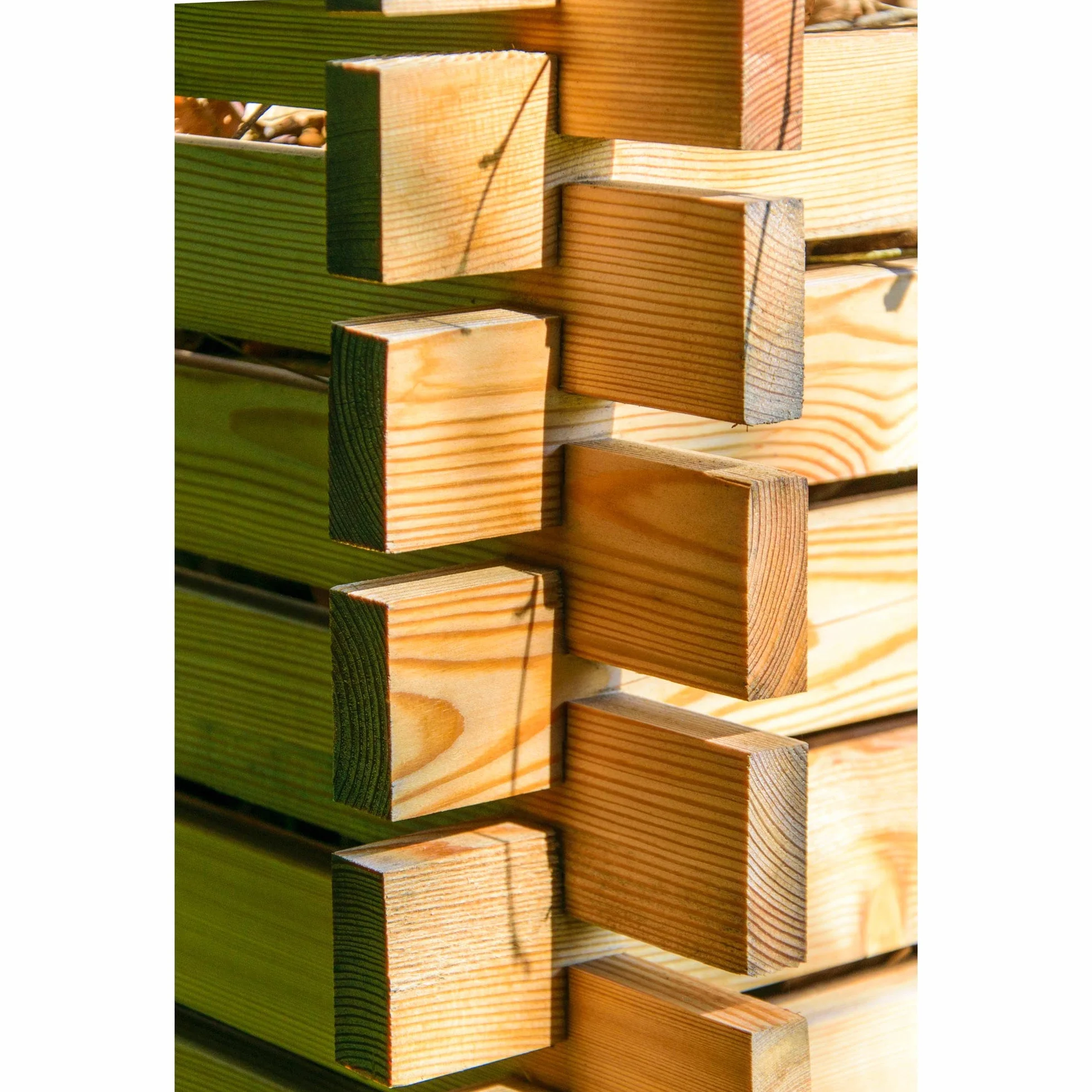 dobar® Green Label 58630FSCe kompostownik z drewna modrzewiowego, z systemem wtykowym, kwadratowy pojemnik na kompostownik z litego drewna, 420 l, zestaw do montażu, 79 x 79 x 79 cm, kolor naturalny