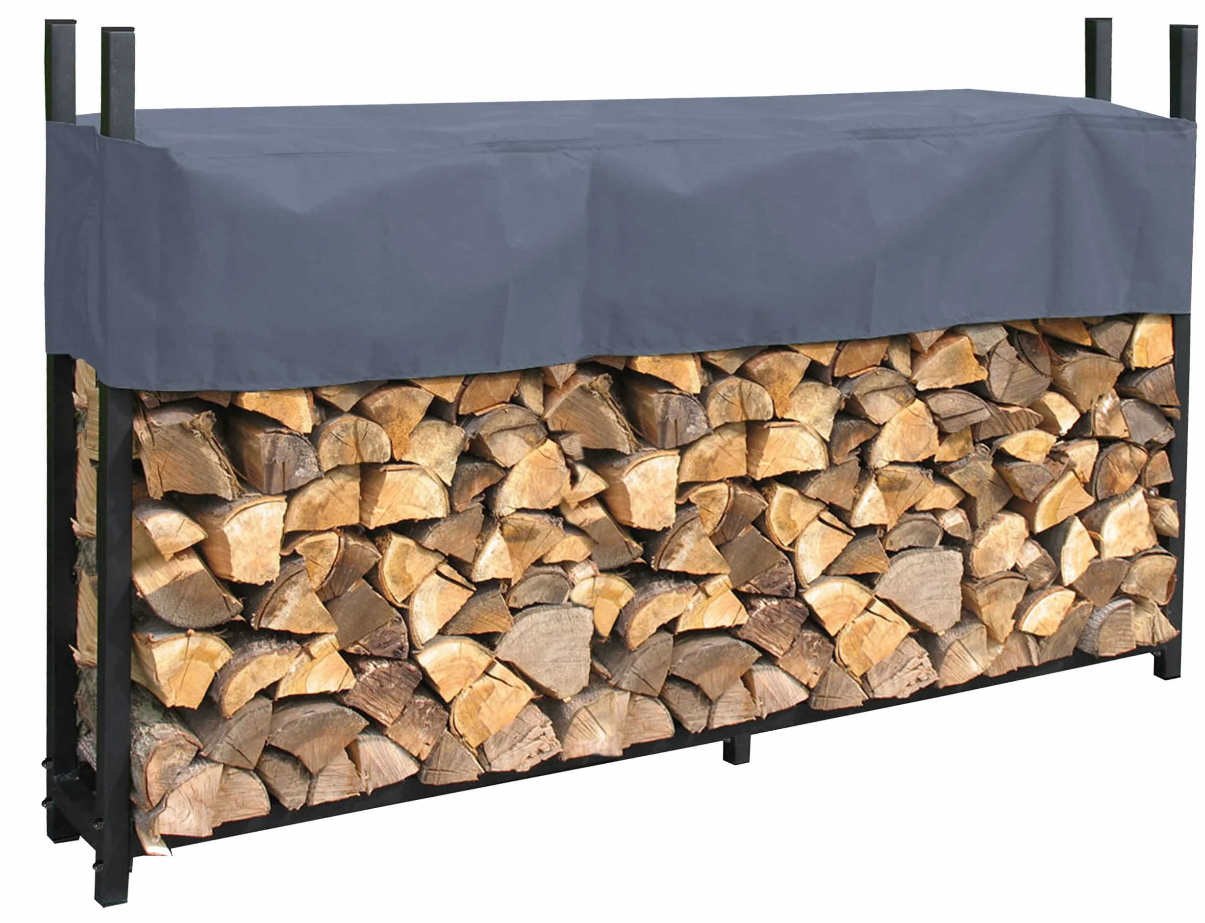 Regał na drewno kominkowe antracyt 200 x 25 x 115 cm stojak na drewno opałowe