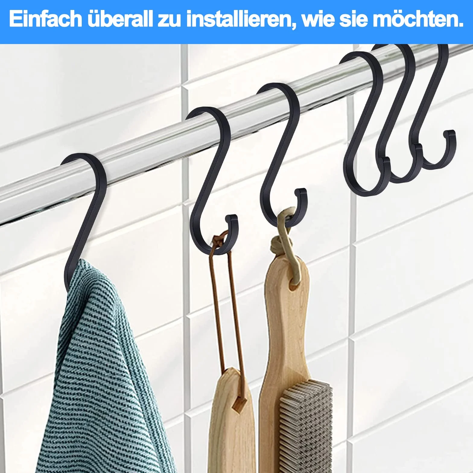 10 sztuk wysokiej jakości aluminiowych haków w kształcie litery S, wielofunkcyjne czarne haki w kształcie litery S, metalowe haki do dużych obciążeń, do kuchni, sypialni, łazienki, garderoby, roślin, urządzeń ogrodowych