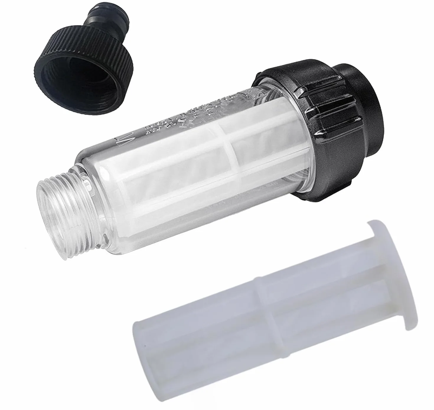 LATRAT filtr wodny do węża ogrodowego, 19,5 mm (3/4") filtr wstępny do wody, z 1 wkładem filtra do wysokociśnieniowego myjki, autokempingu, pompy ogrodowej, nawadniania ogrodu