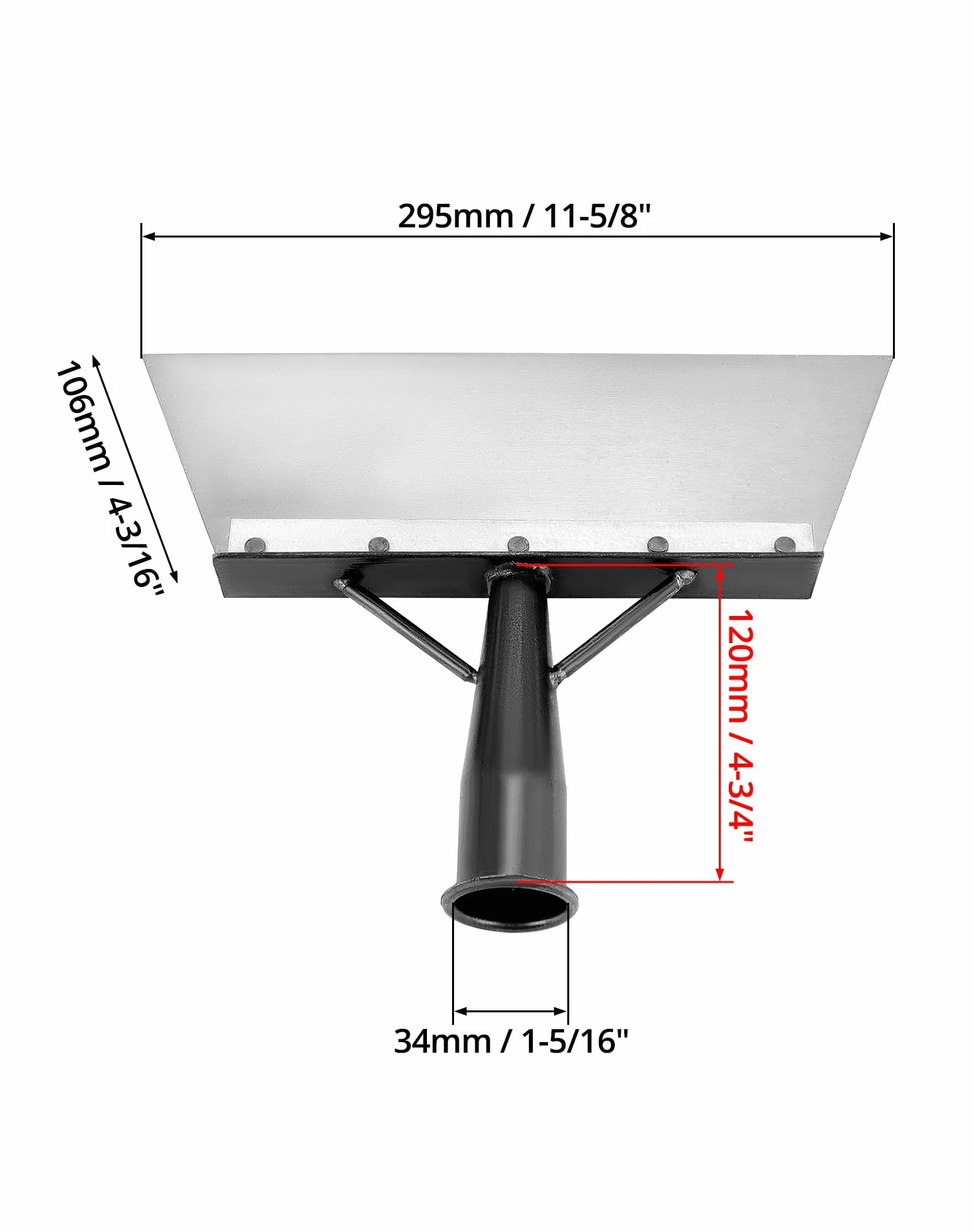QWORK® Łopata ogrodowa ze stali manganowej 30cm, wymienna głowica do czyszczenia chwastów i skrobania