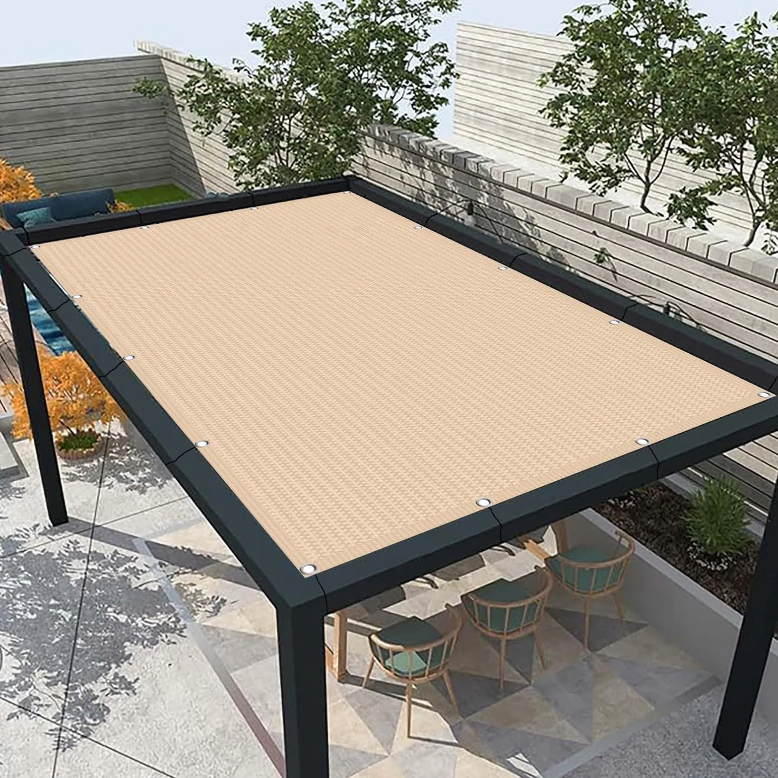 Zasłona Balkonowa 75 x 580 cm Z HDPE 220G M², Ochrona Przed Promieniowaniem Uv, Odporna Na Rozdarcia, Ogrodzenie Prywatności W Ogrodzie, Kolor kremowy