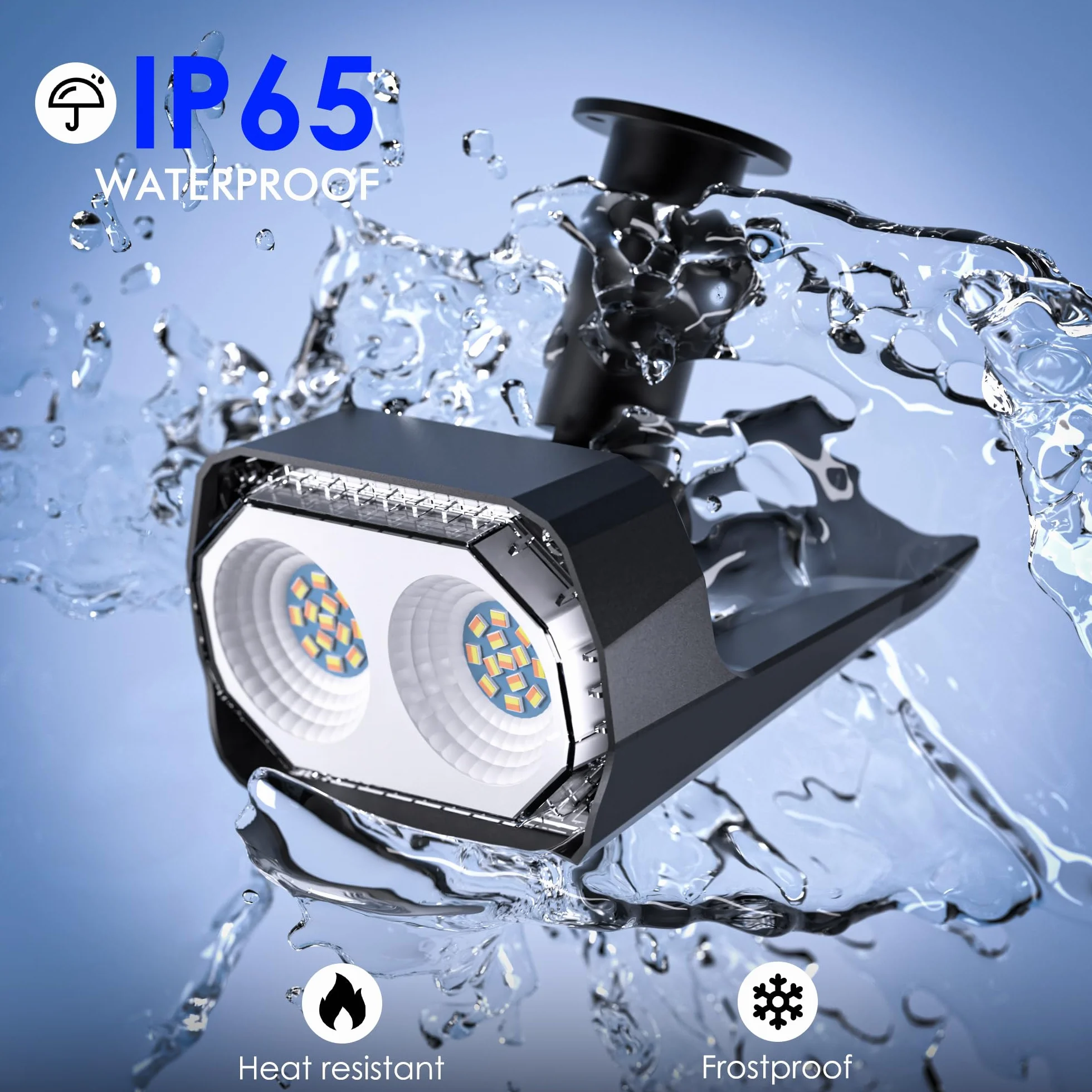 Zestaw 4 reflektorów zewnętrznych LED Quntis 26LEDs, wodoodporne zewnętrzne oświetlenie słoneczne IP65 z 3 kolorami i 6 trybami, kabel ładujący USB C, zewnętrzny reflektor słoneczny