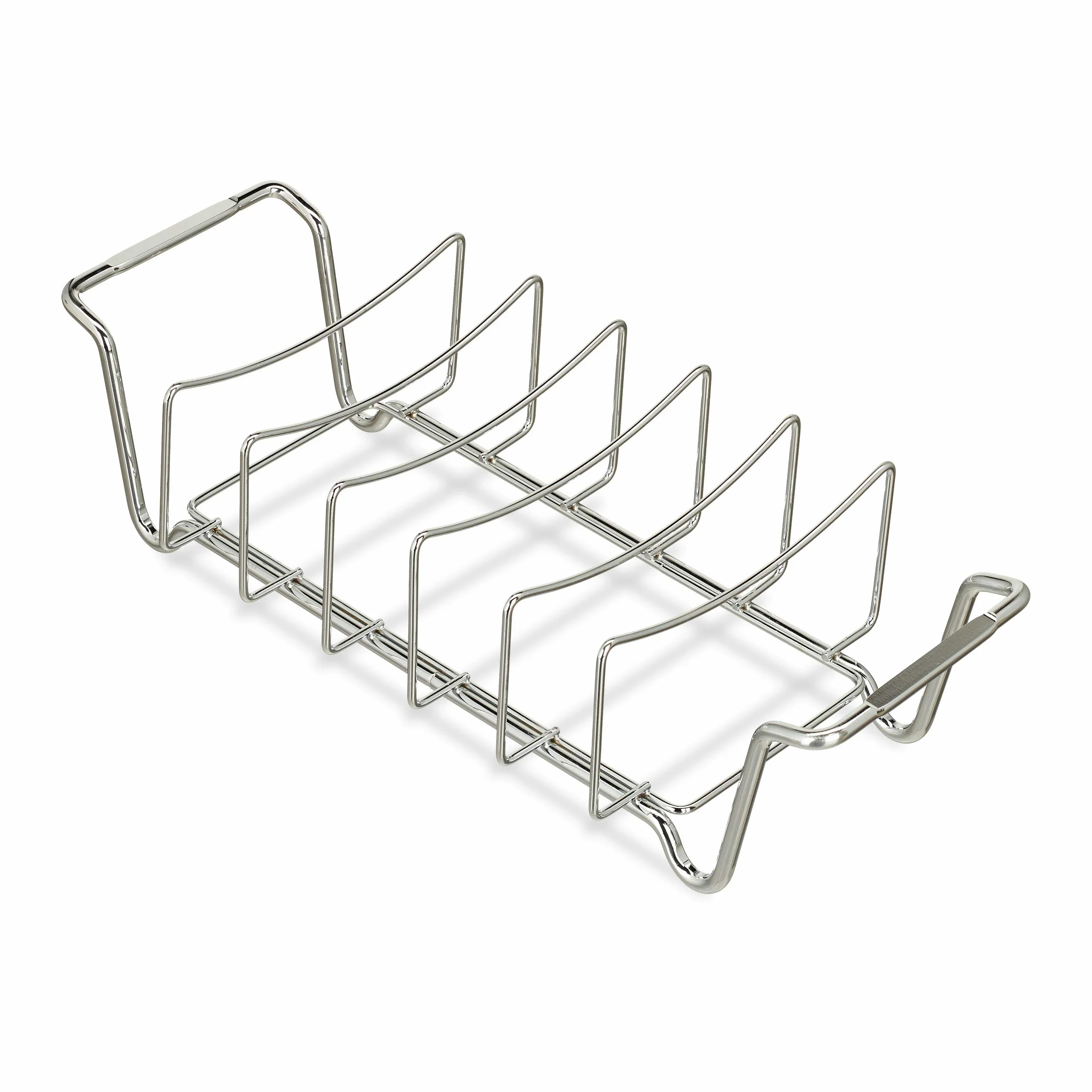Relaxdays Uchwyt żeberkowy 2 w 1, kosz do pieczenia, BBQ, uchwyt na żeberka, wielofunkcyjny, do żeberek, stal, srebrny, 11,5 x 44,5 x 18,5 cm