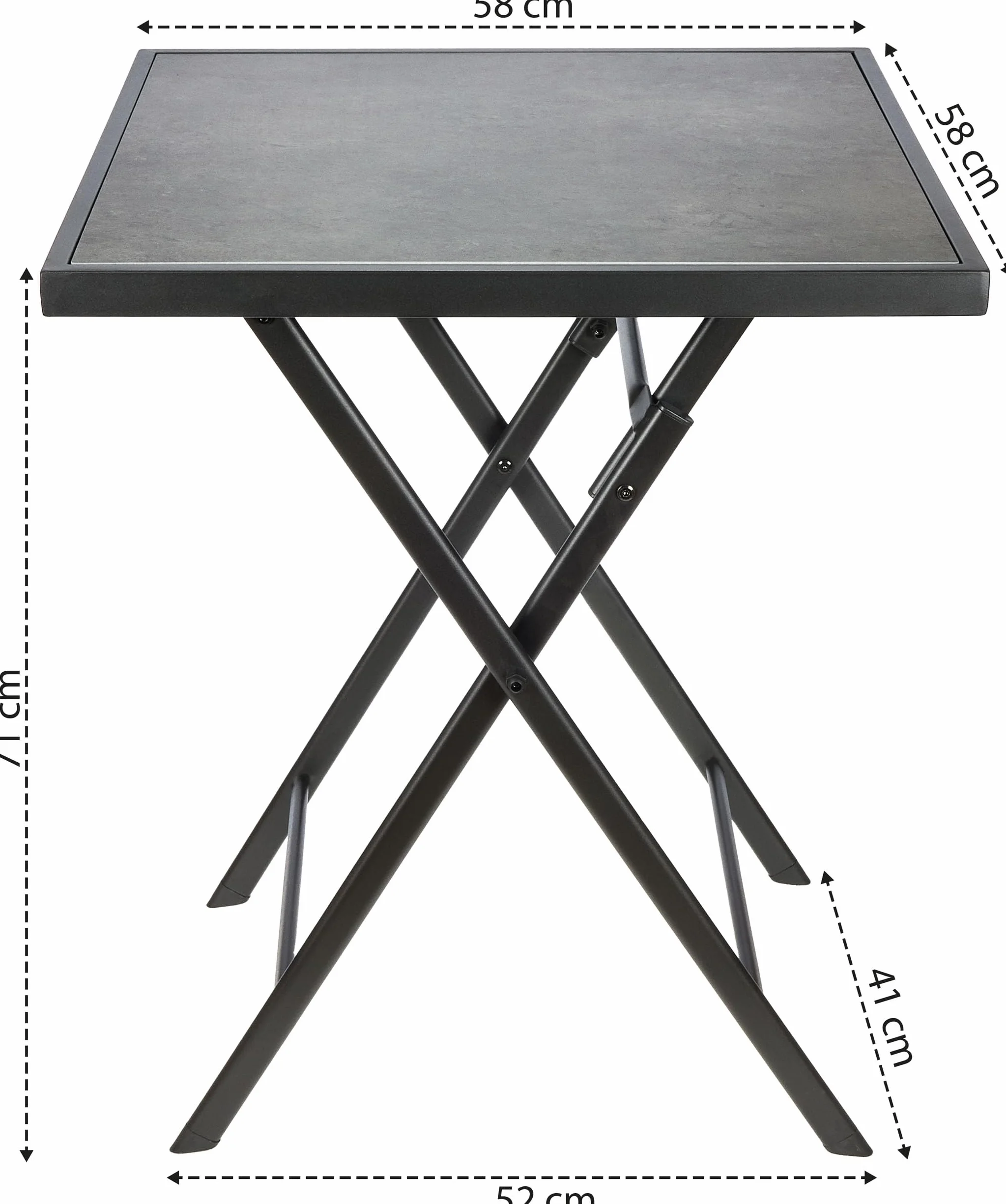 BRUBAKER Stół ogrodowy Bergamo – 58 x 58 cm, odporny na warunki atmosferyczne, metalowy stolik pomocniczy, składany, prostokątny stół kempingowy o wyglądzie kamienia, składany stół na balkon, taras –